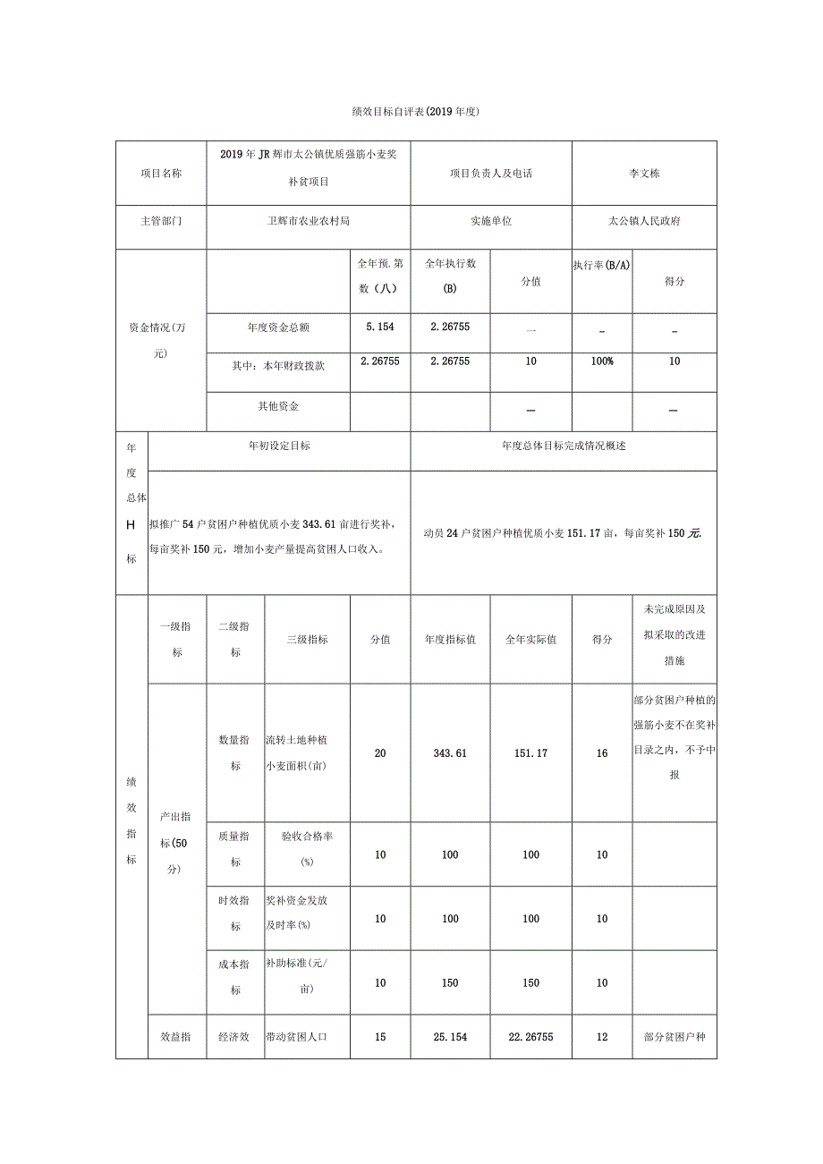 绩效目标自评019年度.docx_第1页