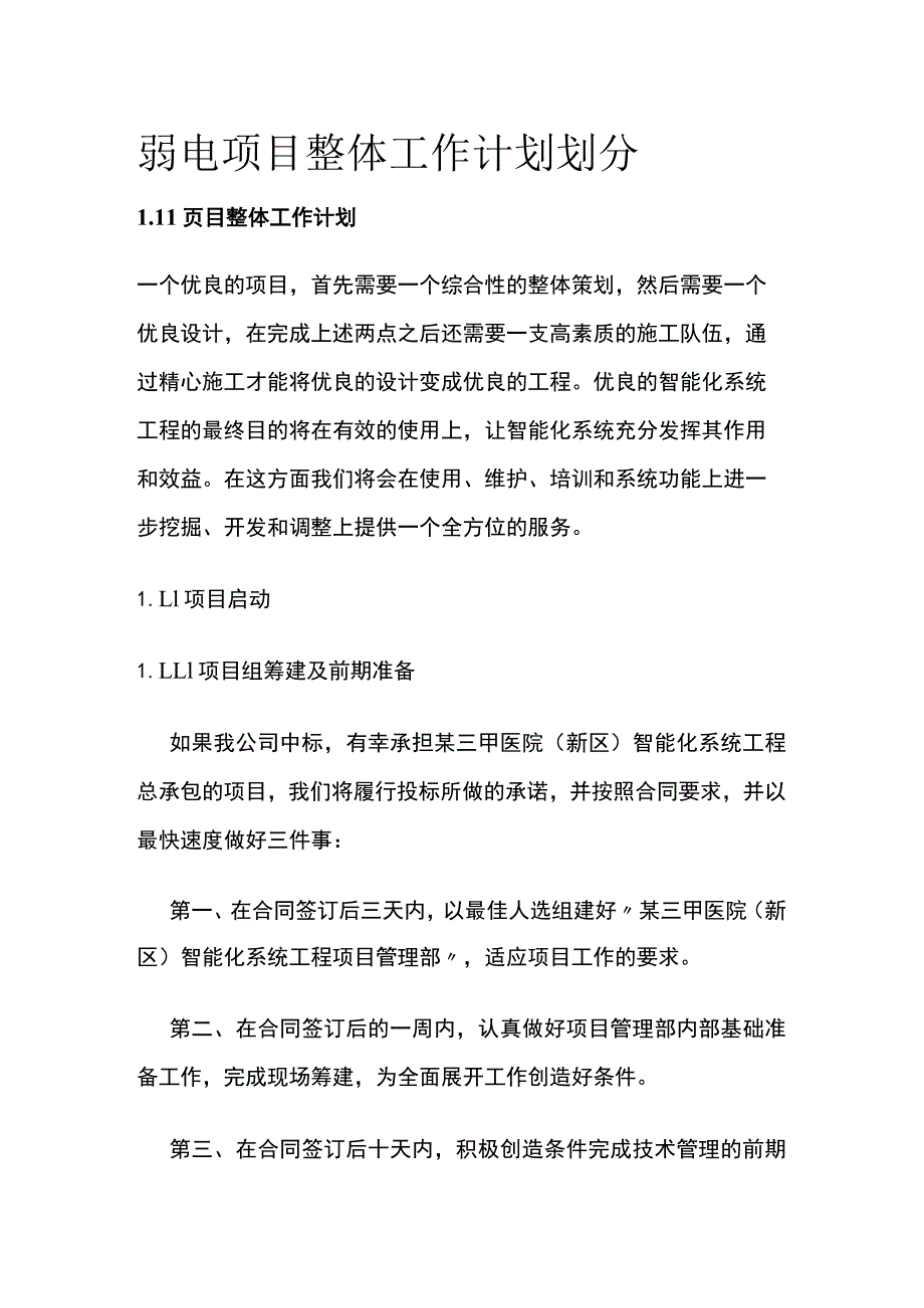 弱电项目整体工作计划划分.docx_第1页