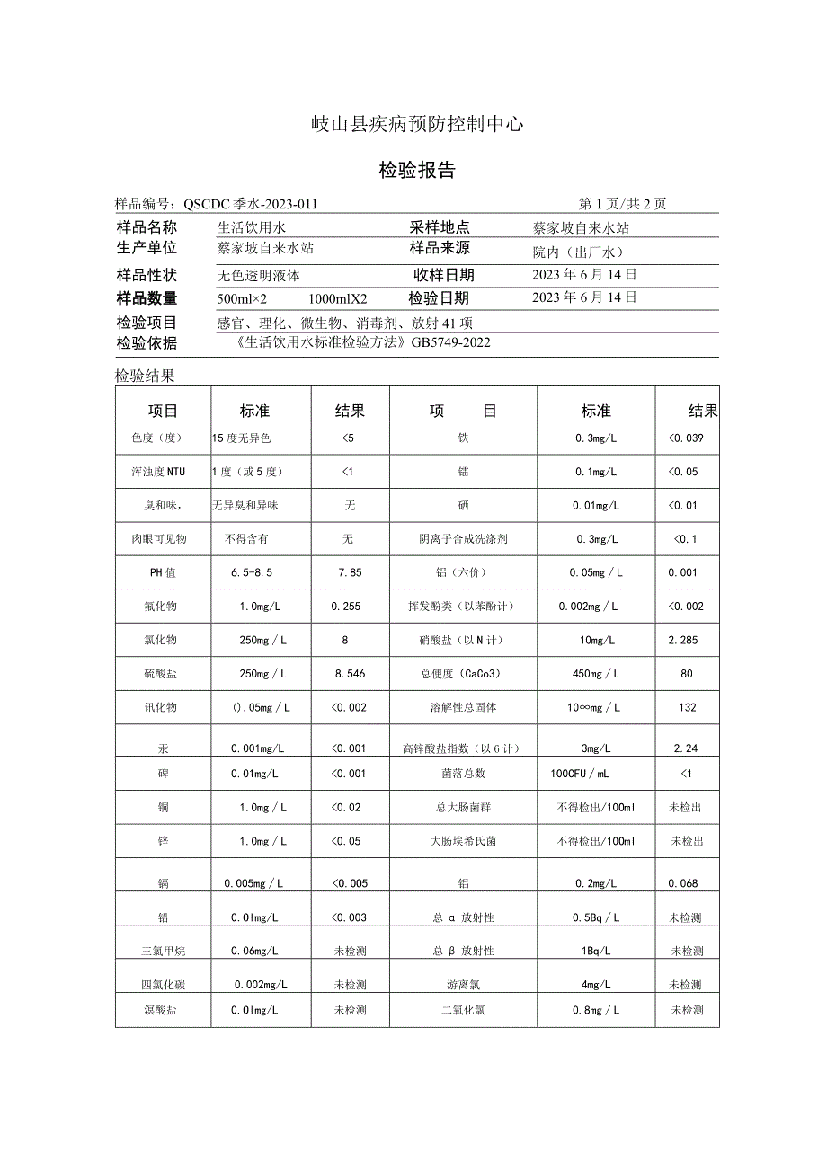 岐山县疾病预防控制中心检验报告.docx_第1页