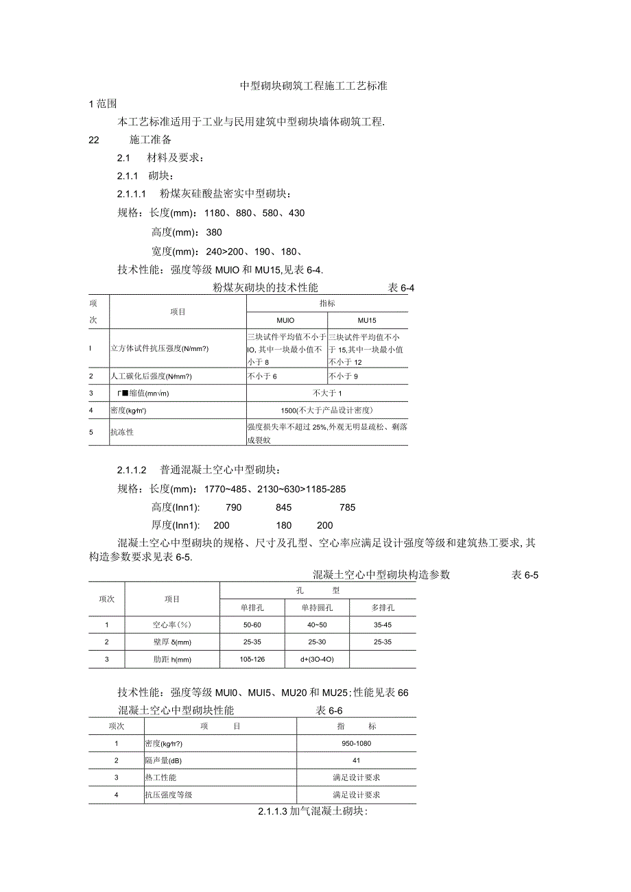 中型砌块砌筑工程施工工艺标准工程文档范本.docx_第1页