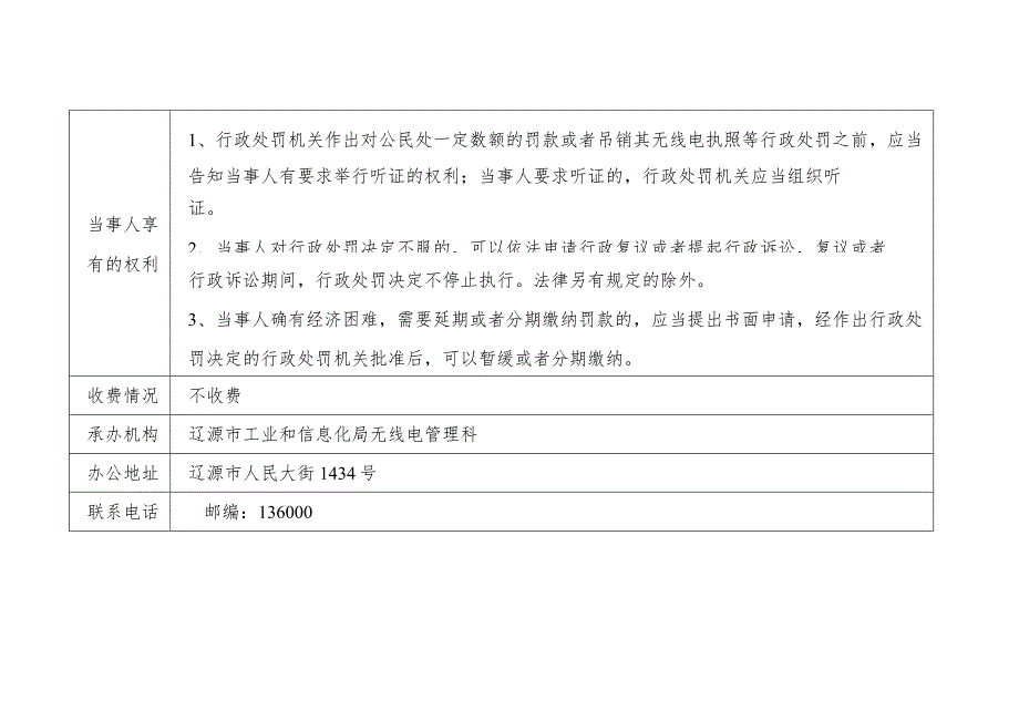 辽源市工业和信息化局行政处罚事项服务指南一.docx_第2页