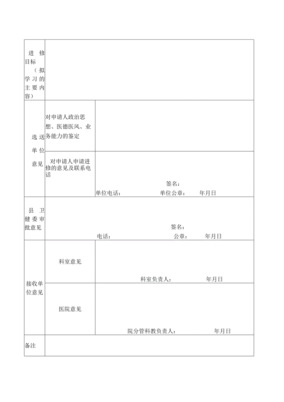 重庆市忠县人民医院进修申请表.docx_第2页