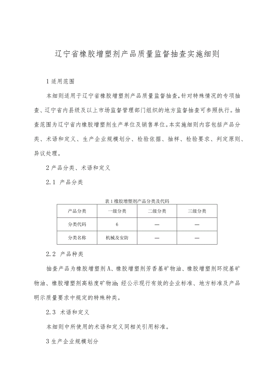 辽宁省橡胶增塑剂产品质量监督抽查实施细则.docx_第1页