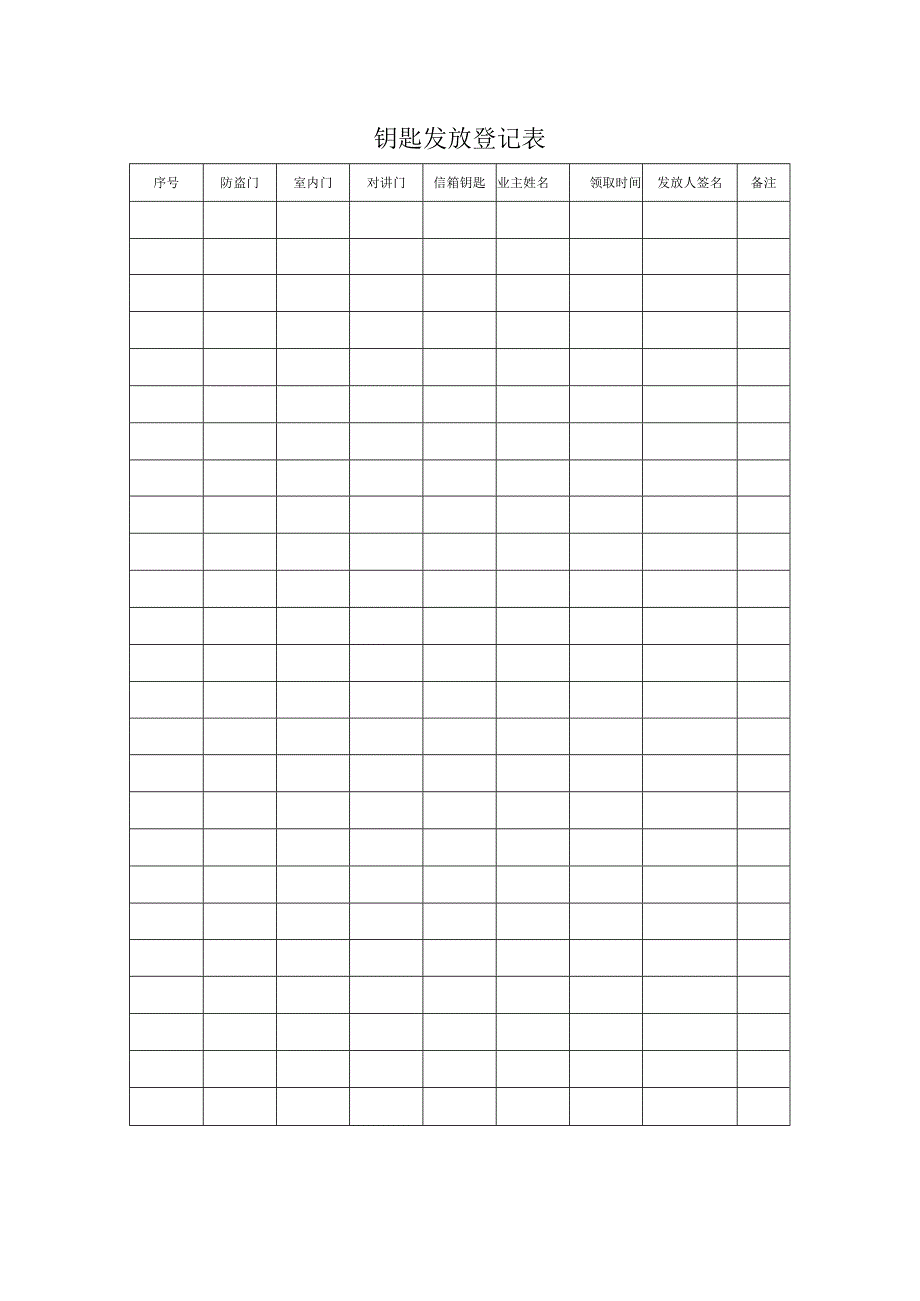 登记个人信息表36钥匙发放登记表.docx_第1页