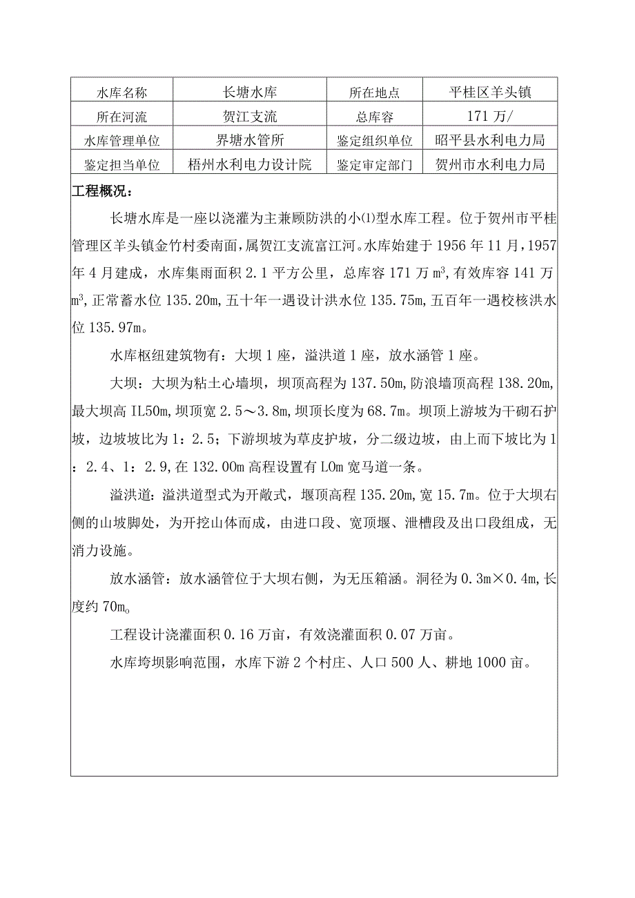 长塘水库大坝安全鉴定报告书.docx_第2页