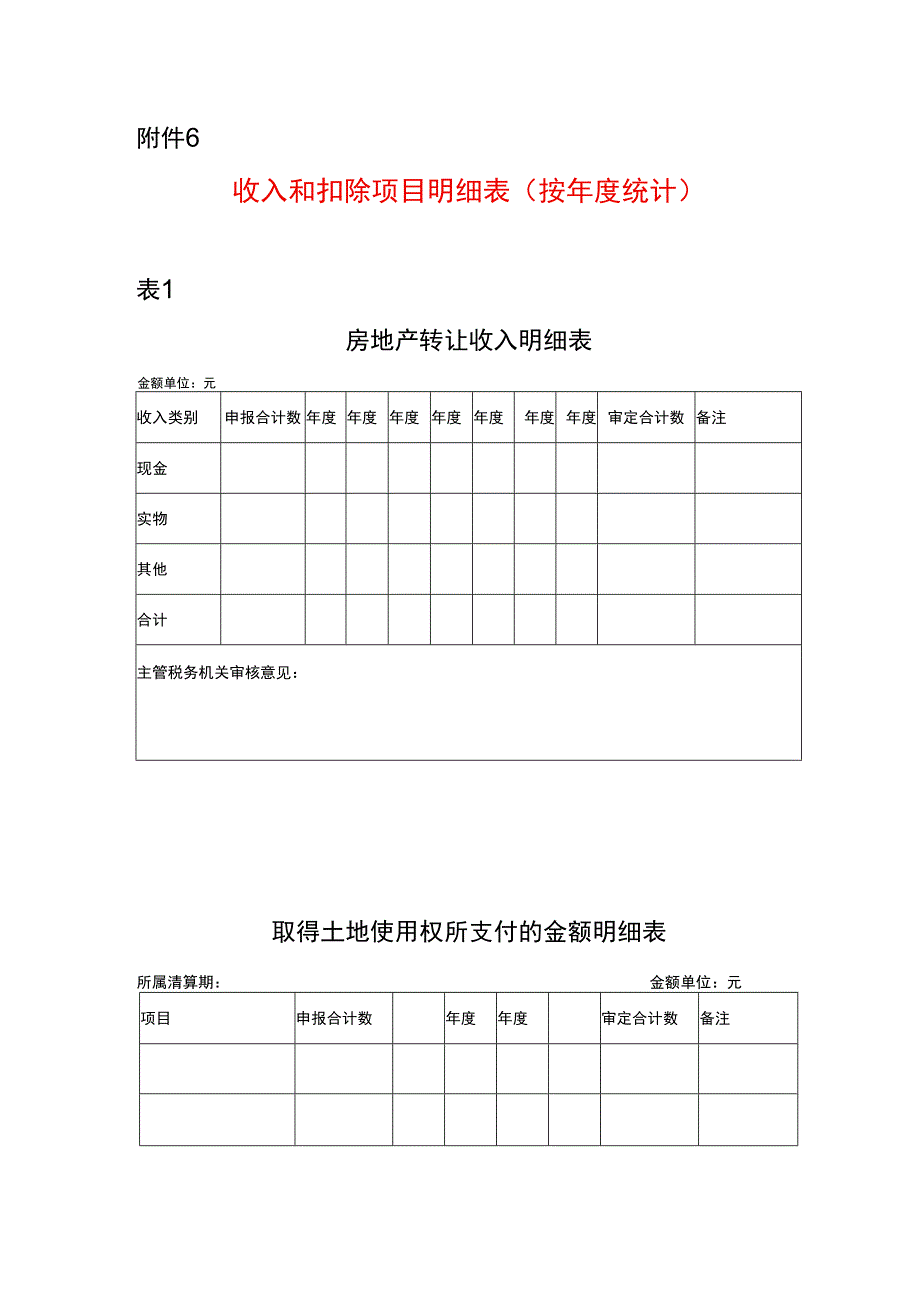 收入和扣除项目明细表（按年度统计）.docx_第1页