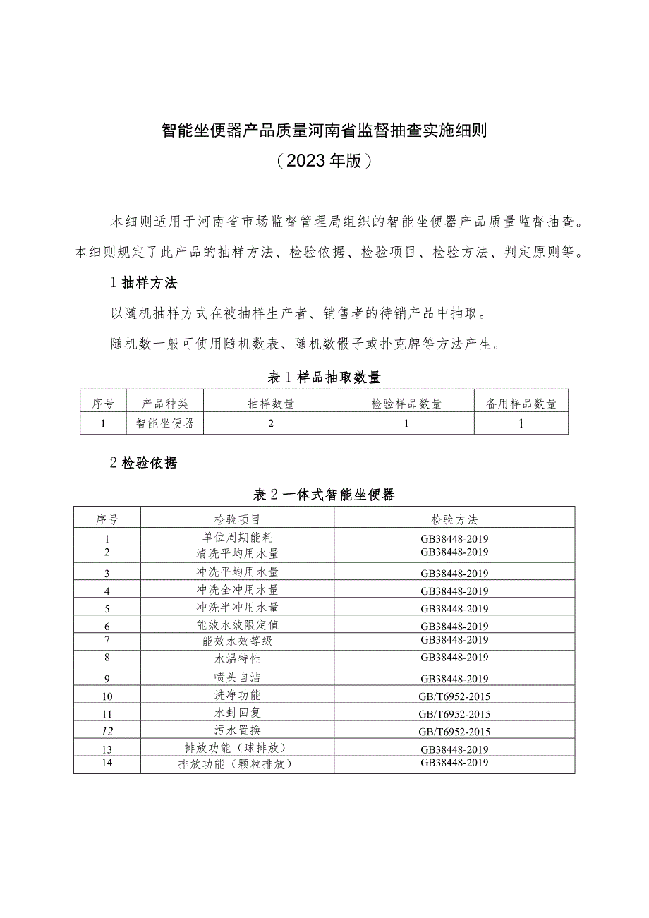 智能坐便器产品质量河南省监督抽查实施细则（2023年版）.docx_第1页