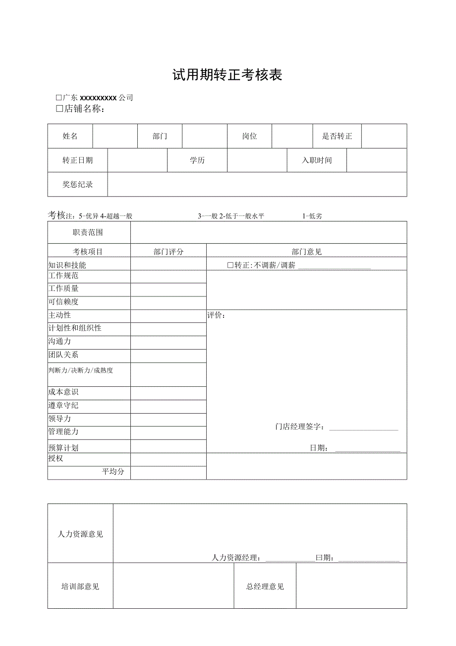 试用期转正考核表.docx_第1页