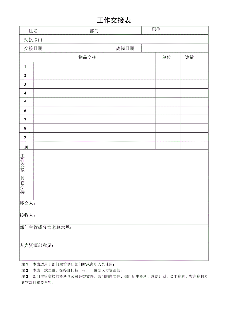 工作交接表（标准样本）.docx_第1页