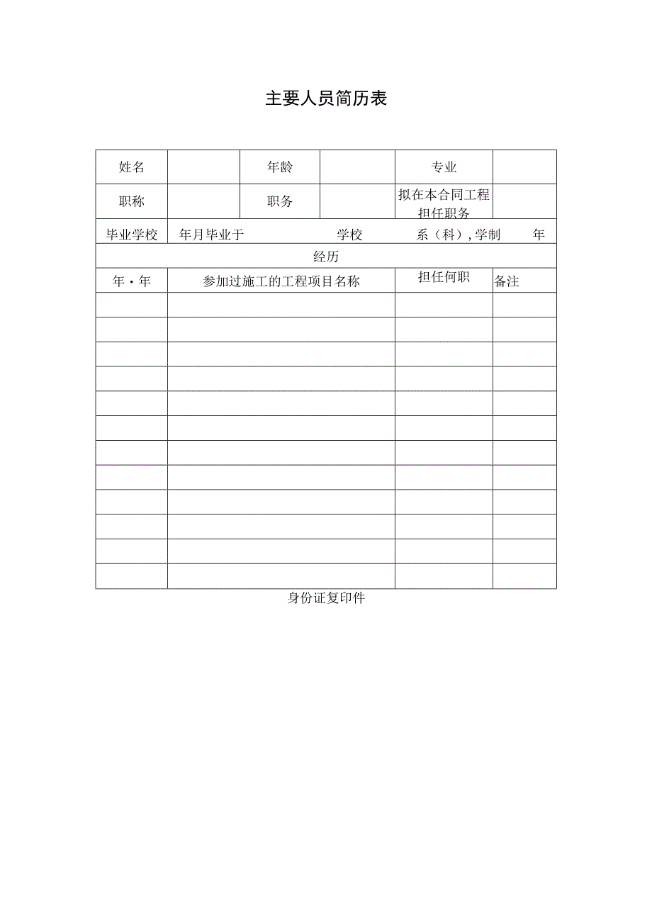 主要人员简历表工程文档范本.docx_第1页