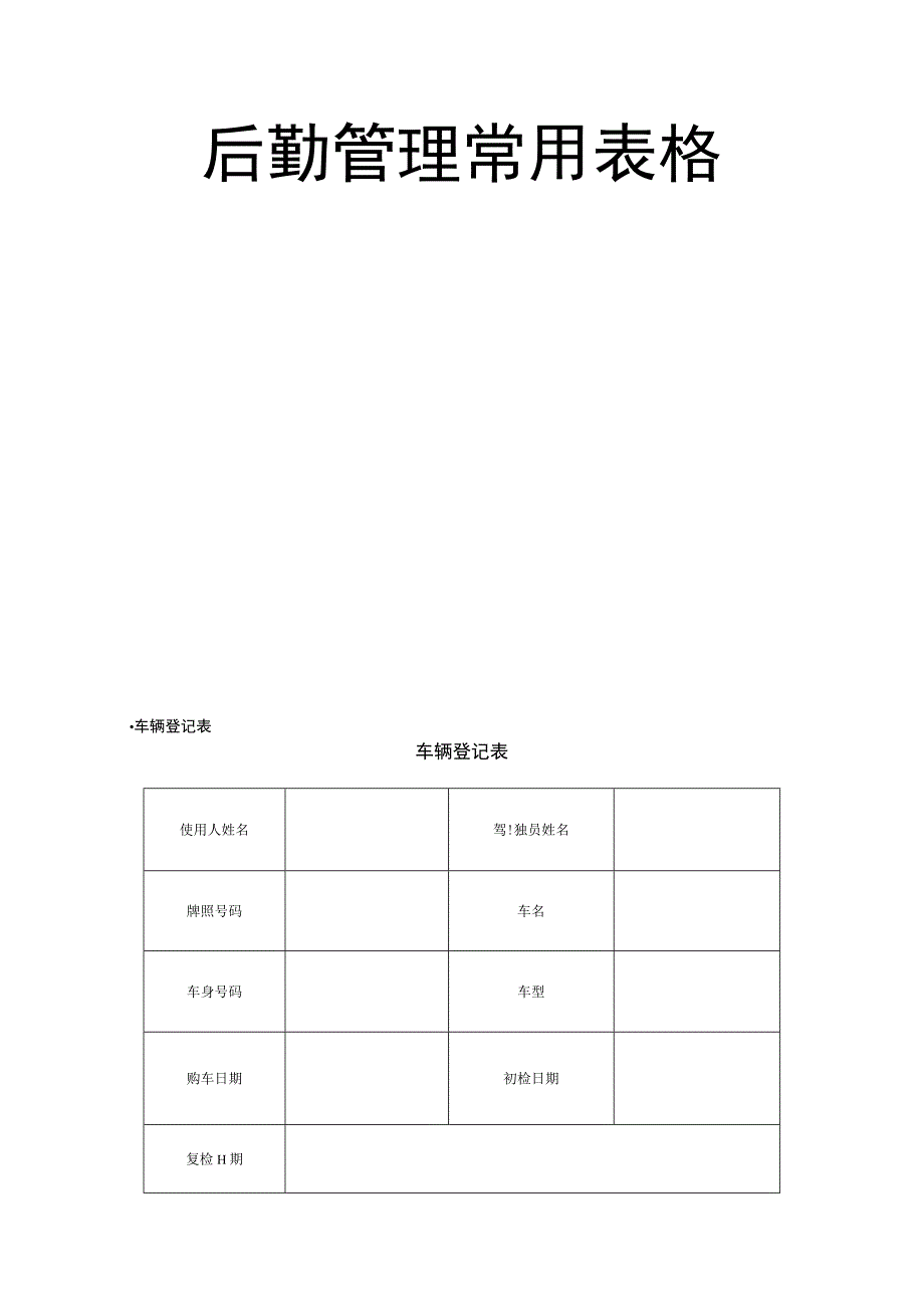 后勤管理常用表格页样本.docx_第1页