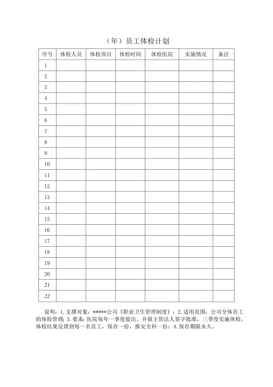 员工职业健康体检常用5张表.docx_第1页