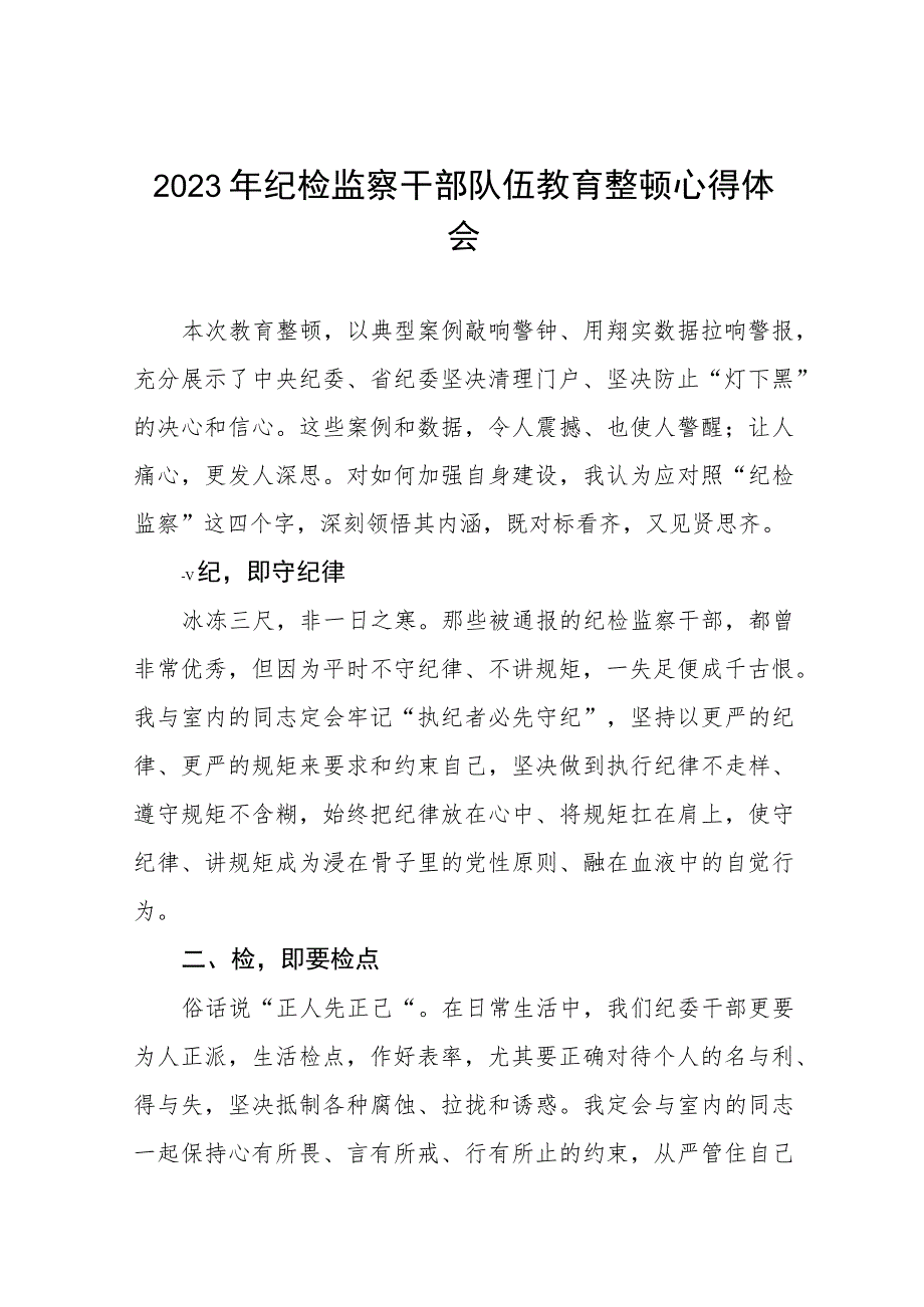 2023年纪检监察干部队伍教育整顿心得体会分享发言八篇.docx_第1页