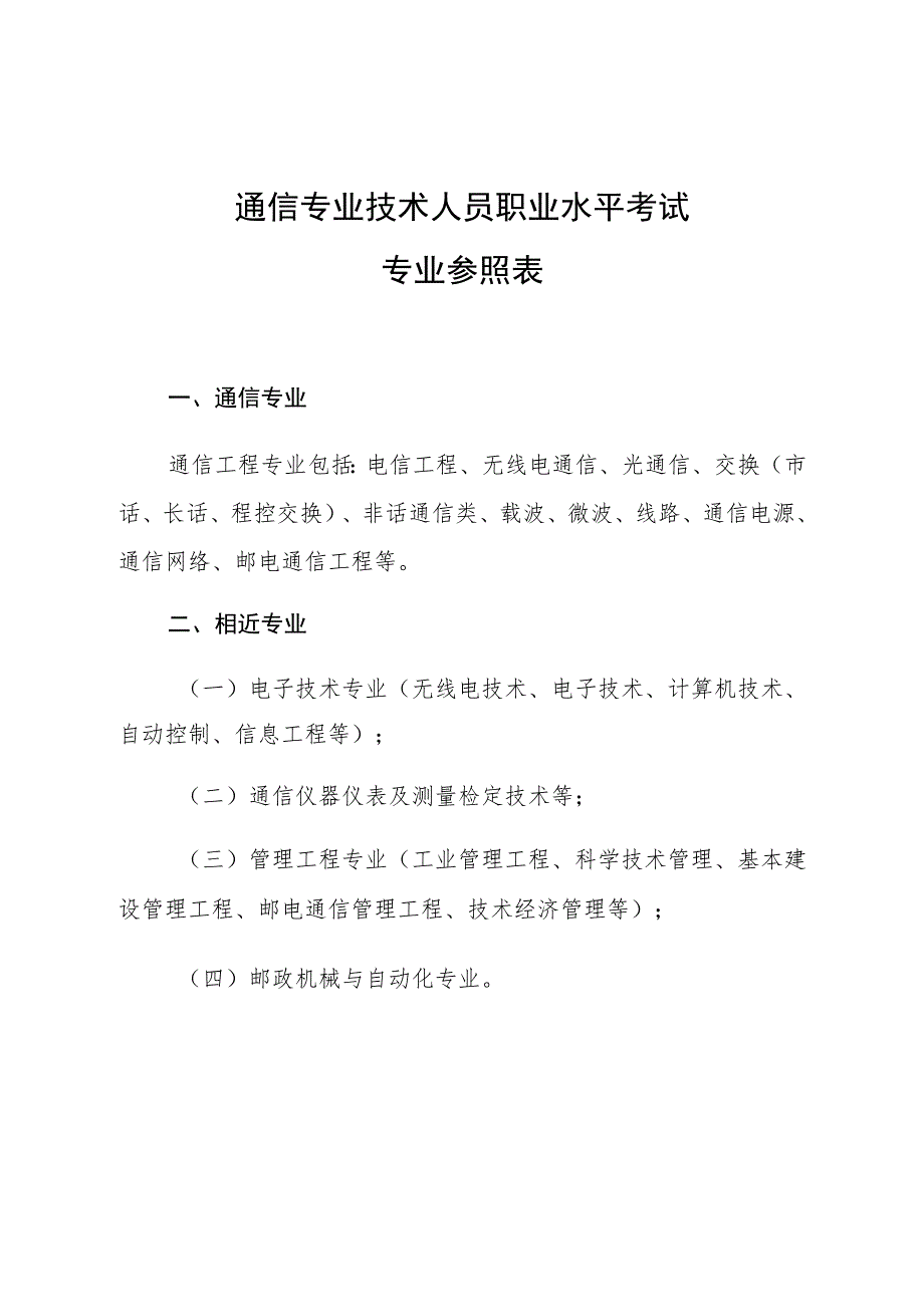 通信专业技术人员职业水平考试专业参照表.docx_第1页