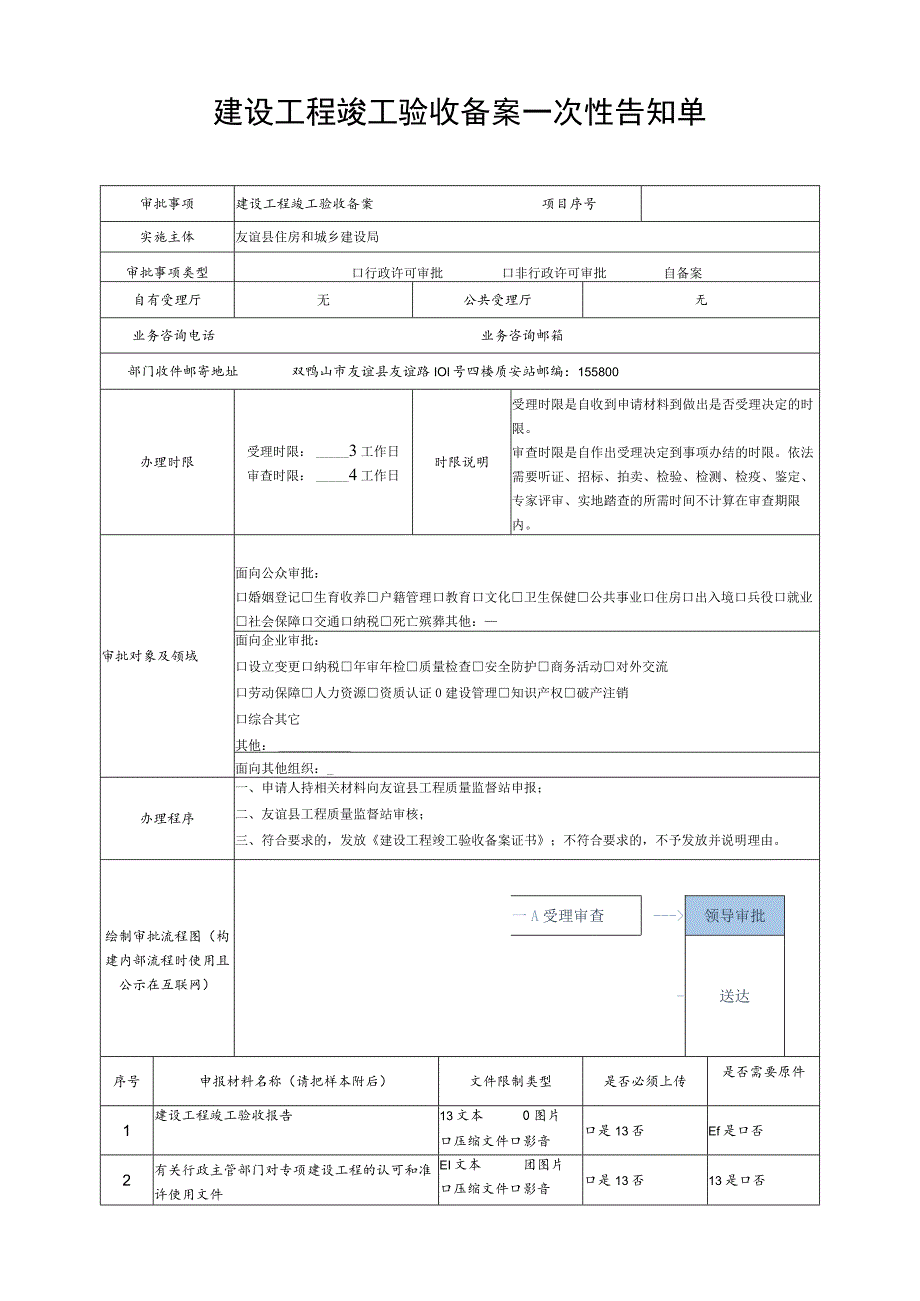 建设工程竣工验收备案一次性告知单.docx_第1页