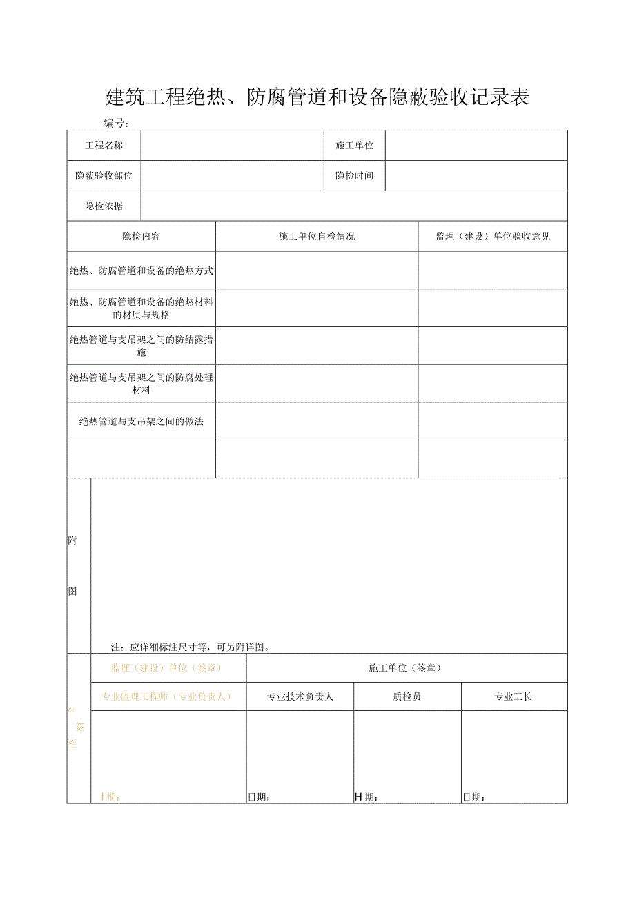 建筑工程绝热、防腐管道和设备隐蔽验收记录表.docx_第1页