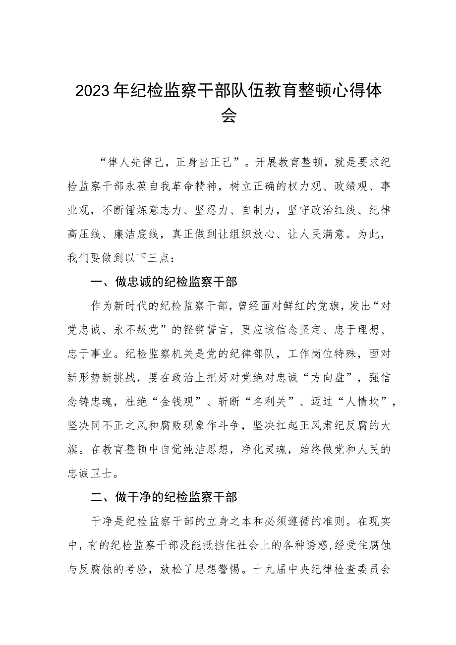 2023年纪检监察干部队伍教育整顿活动学习体会六篇合集.docx_第1页