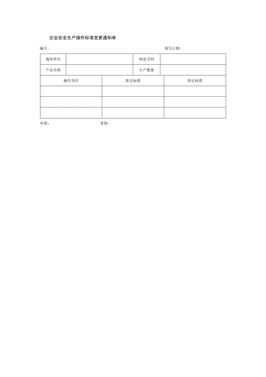 企业安全生产操作标准变更通知单.docx_第1页