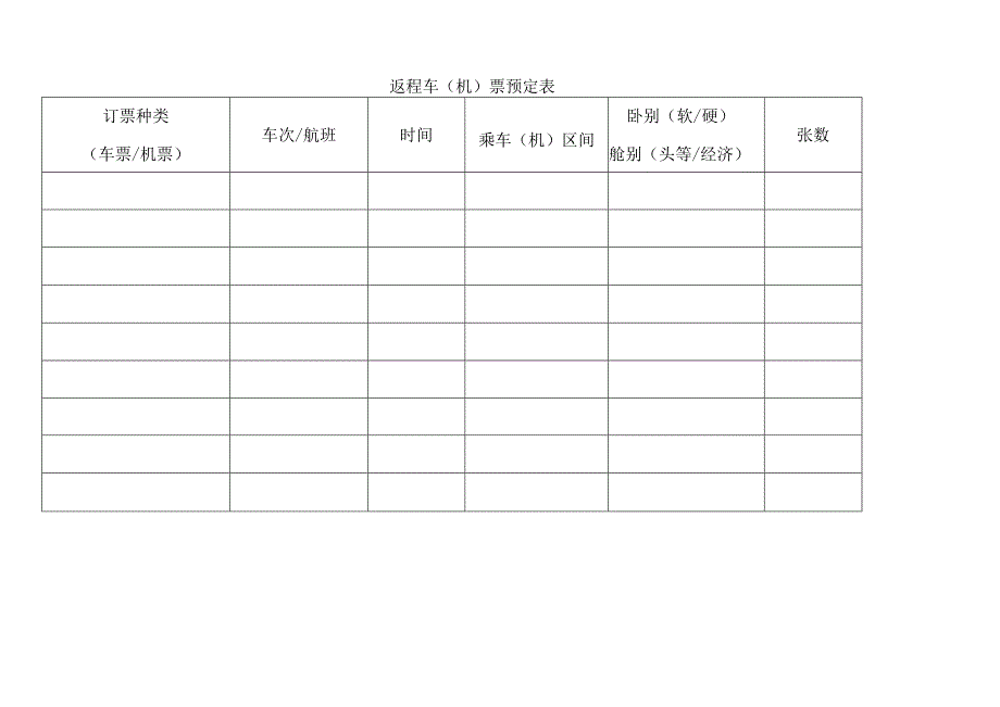 返程车机票预定表.docx_第1页