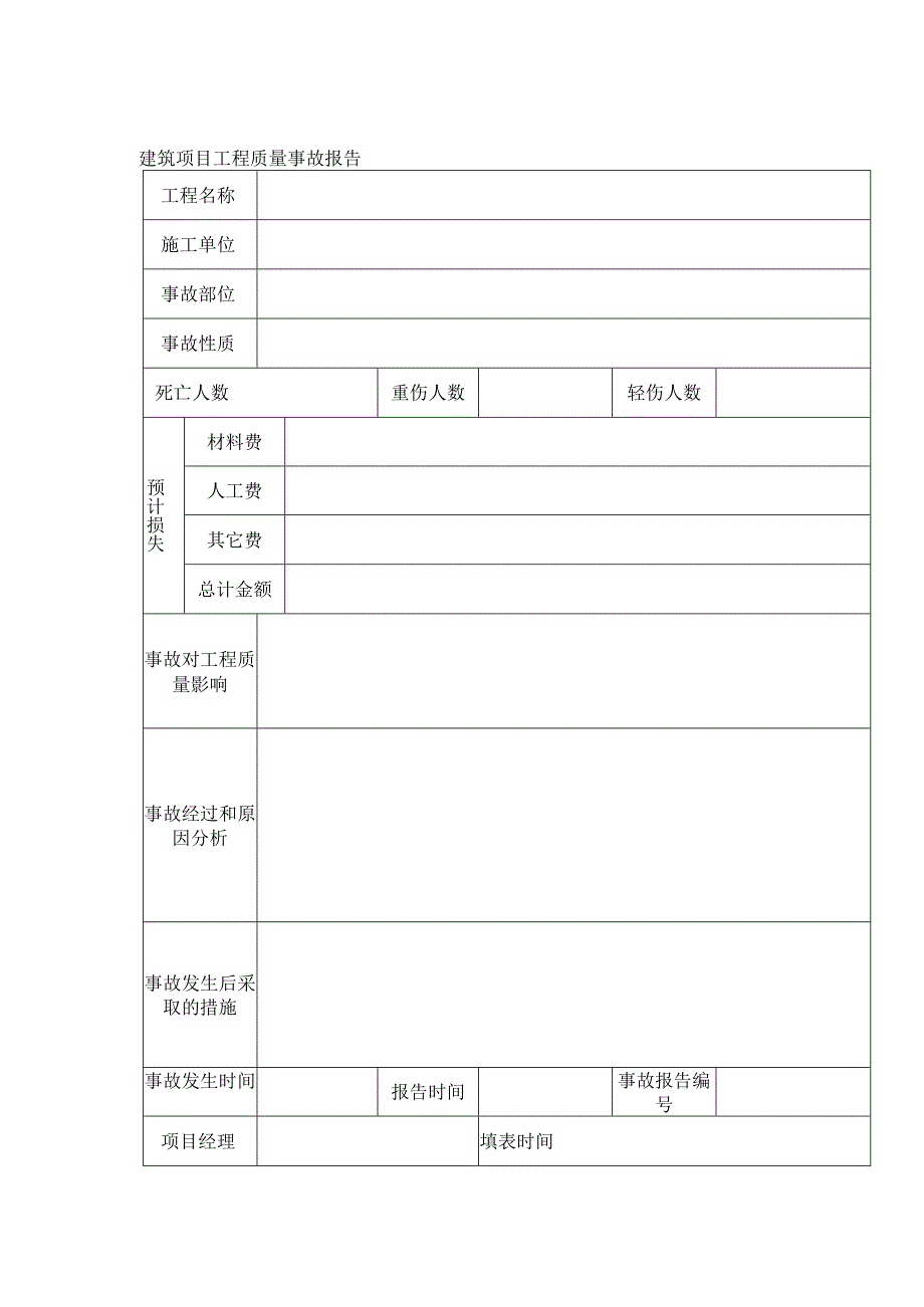 建筑项目工程质量事故报告.docx_第1页