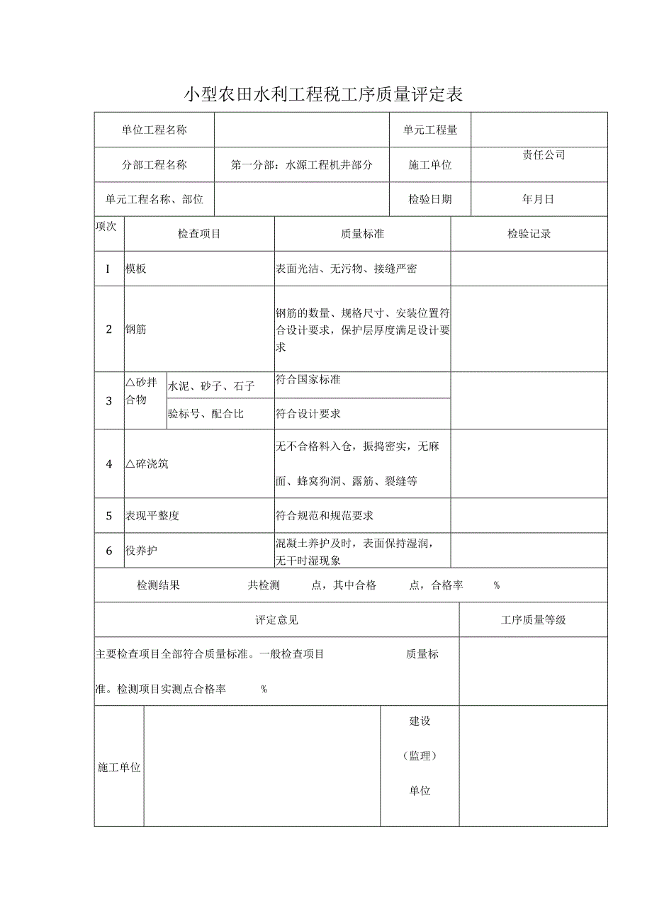 小型农田水利工程砼工序质量评定表.docx_第1页