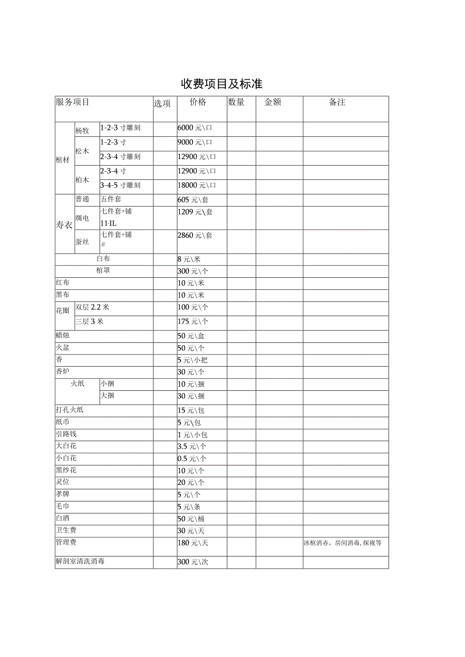 收费项目及标准.docx_第1页