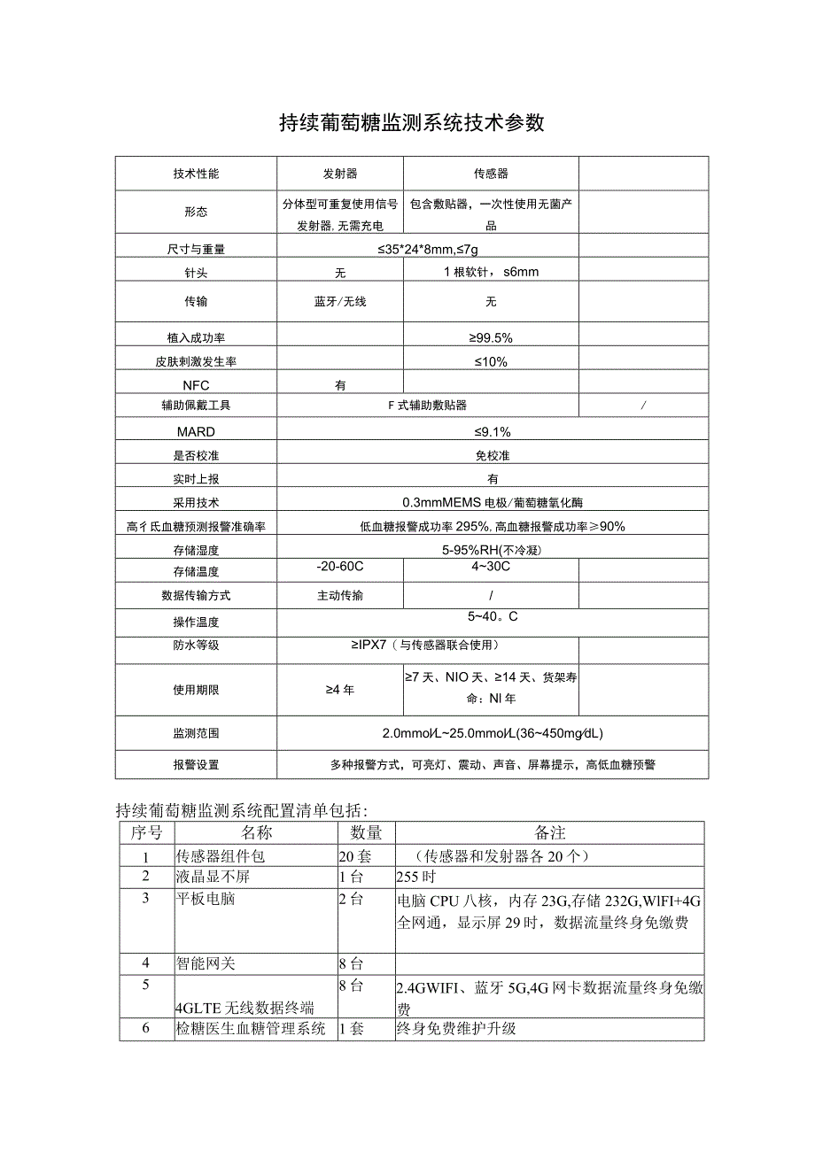 持续葡萄糖监测系统技术参数.docx_第1页