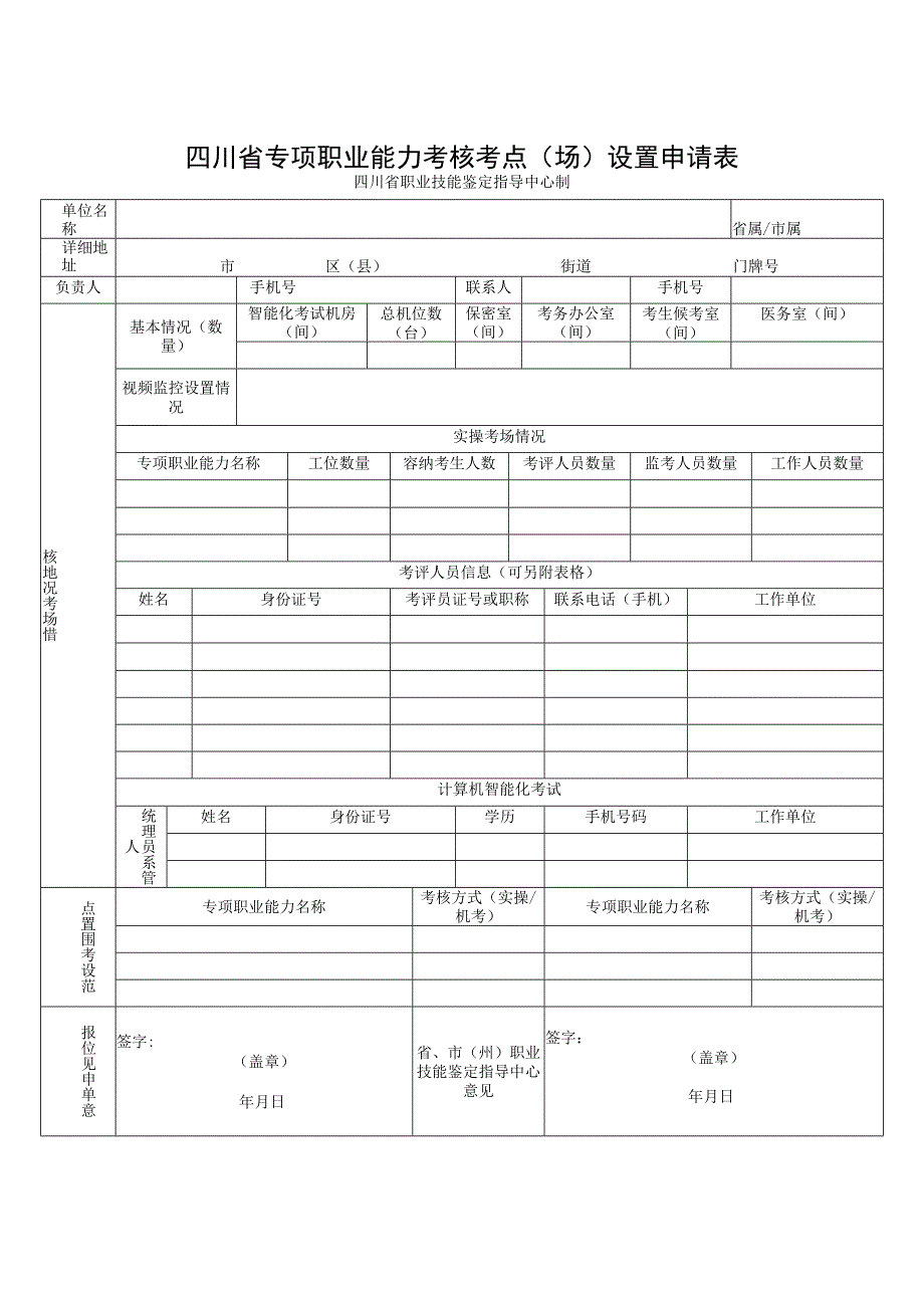 四川省专项职业能力考核考点场设置申请表.docx_第1页