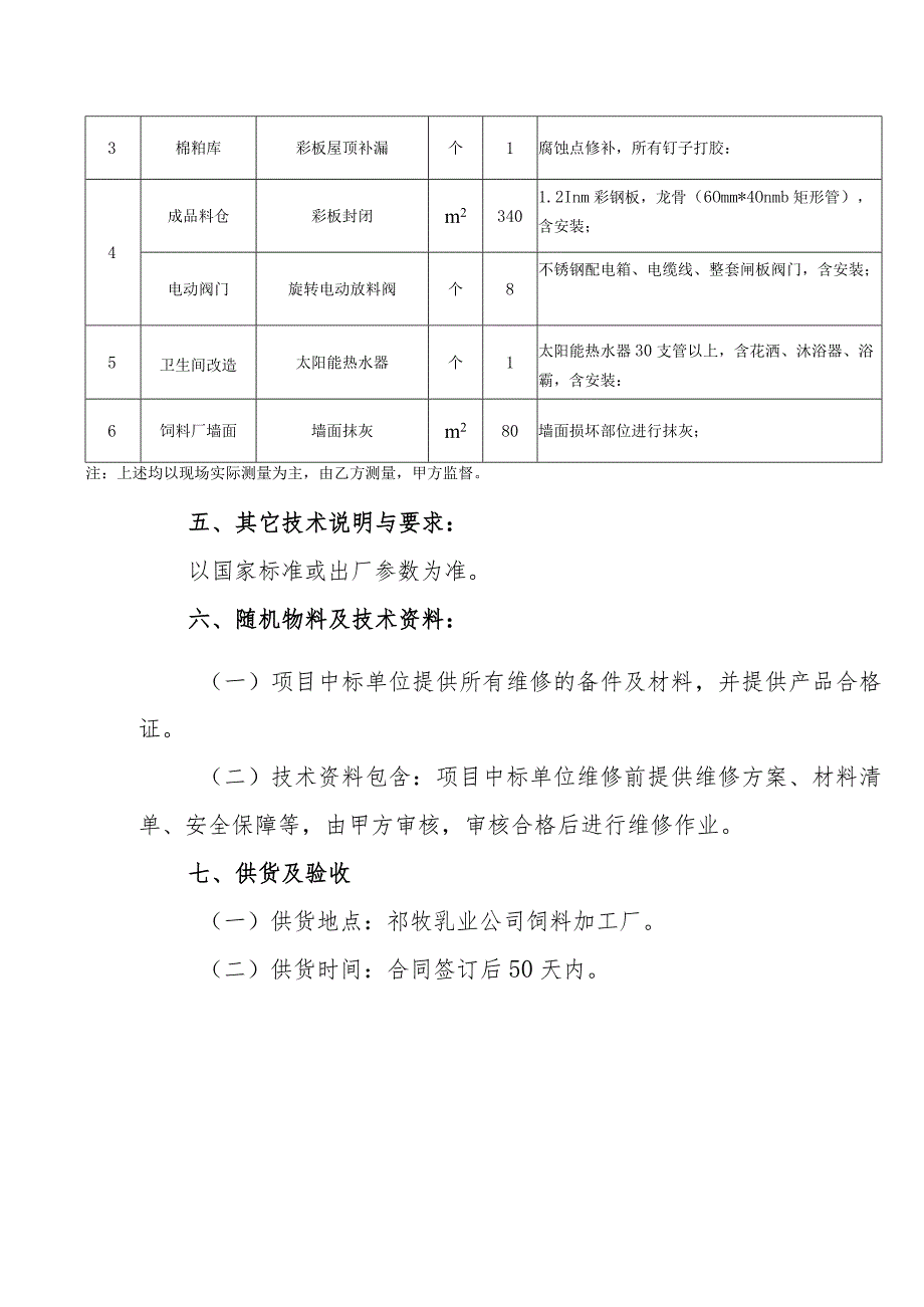 酒钢集团祁牧乳业公司饲料加工厂库房维修改造技术服务协议.docx_第3页