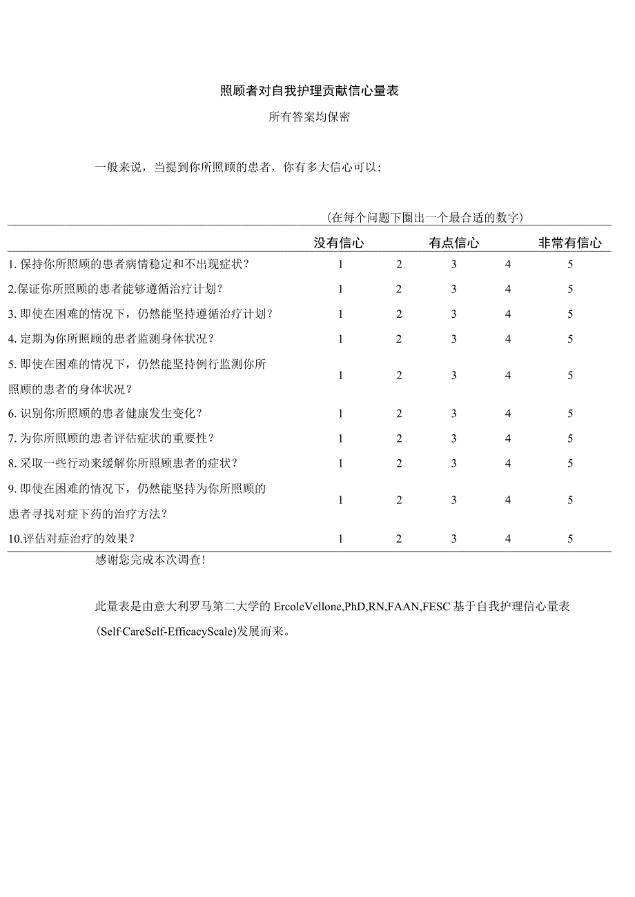 照顾者对自我护理贡献信心量表.docx_第1页