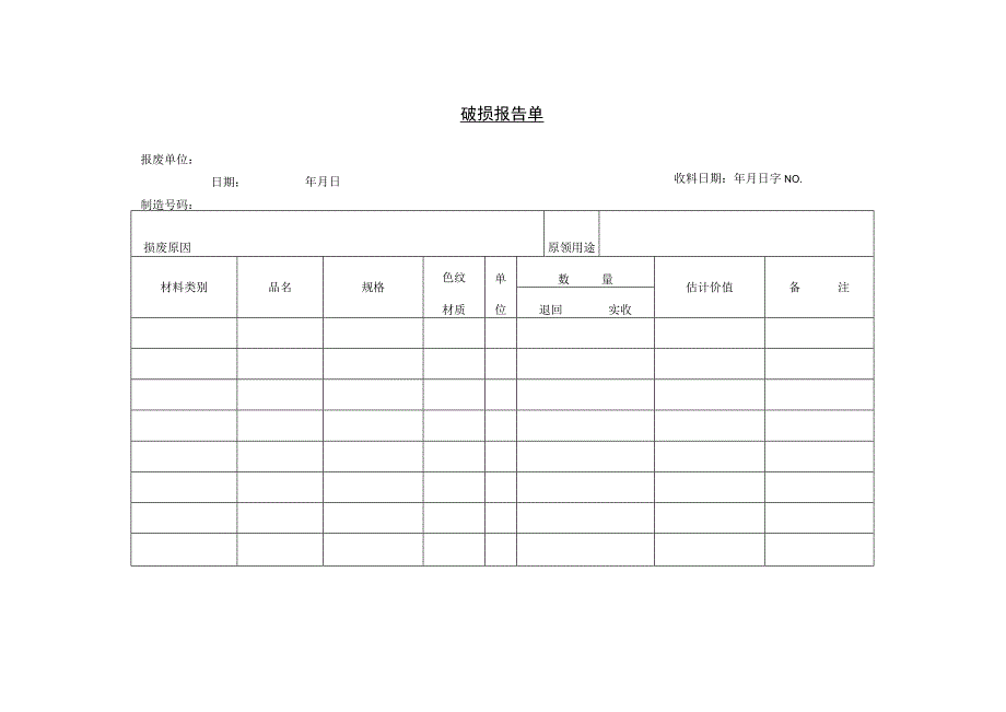 破损报告单参考范本.docx_第1页