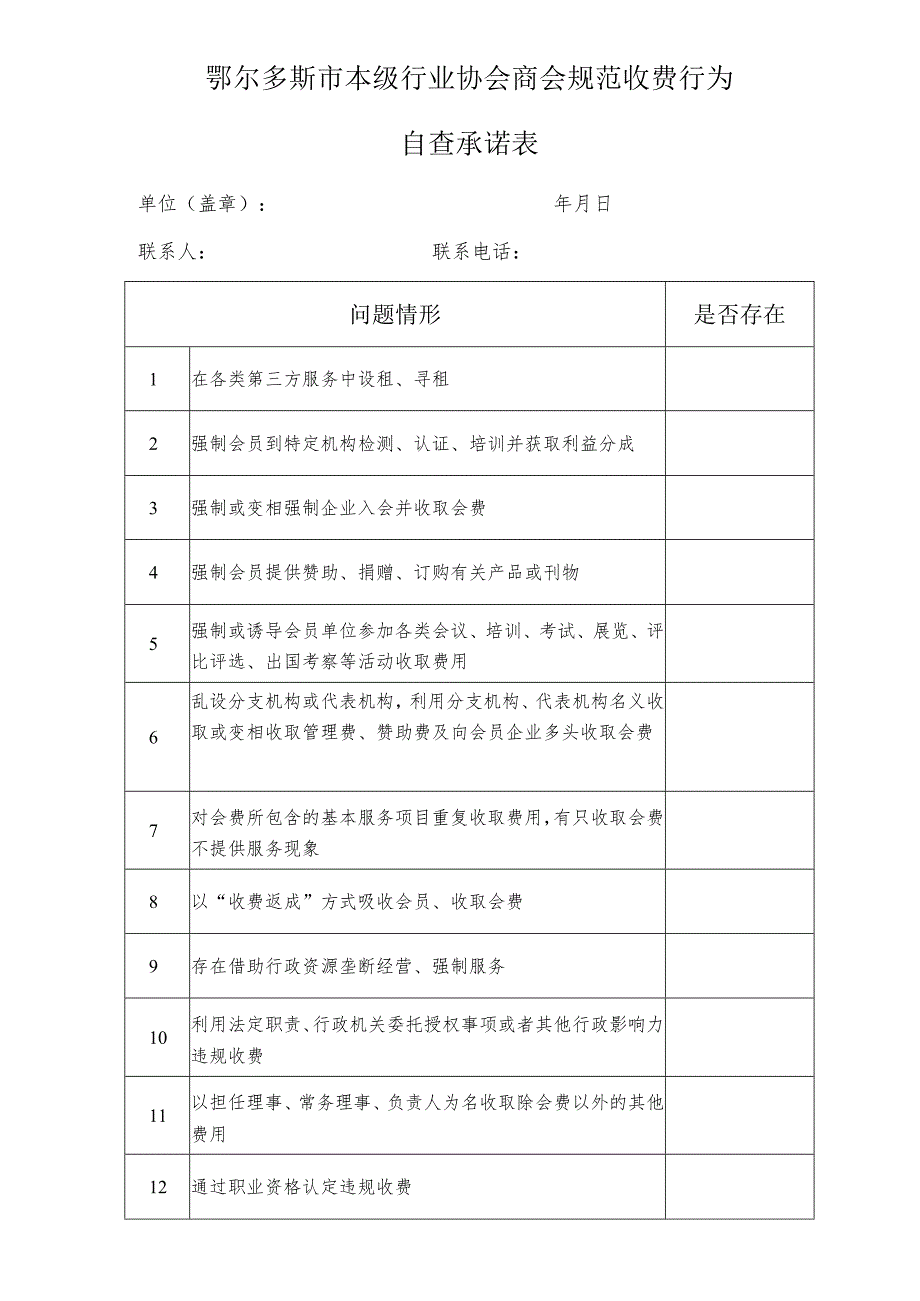 鄂尔多斯市本级行业协会商会规范收费行为.docx_第1页