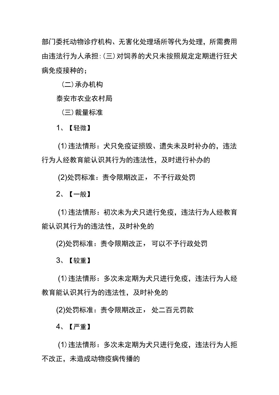 泰安市养犬管理条例》农业行政处罚自由裁量基准（2023年）（征求意见稿）.docx_第3页