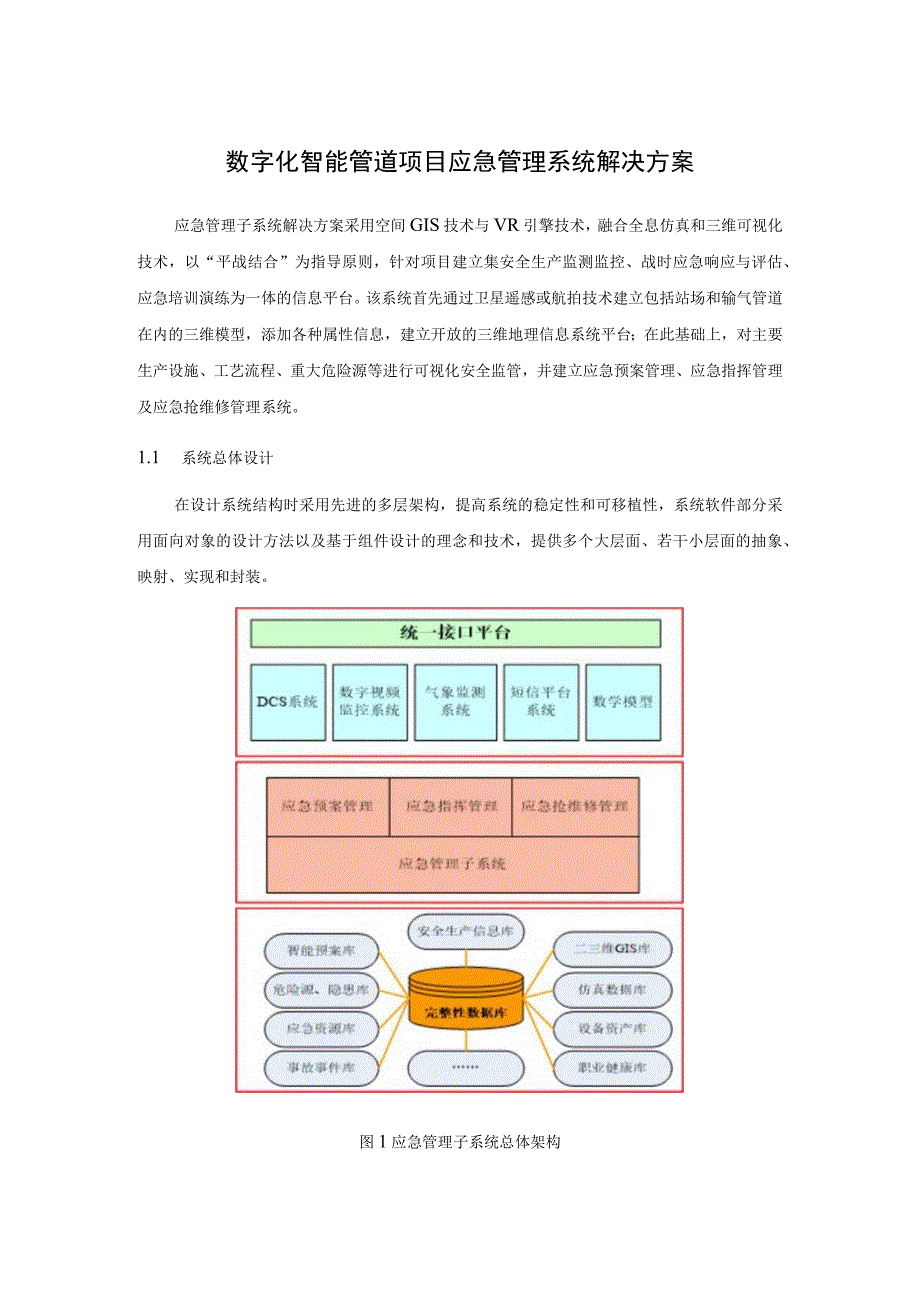 数字化智能管道项目应急管理系统解决方案.docx_第1页