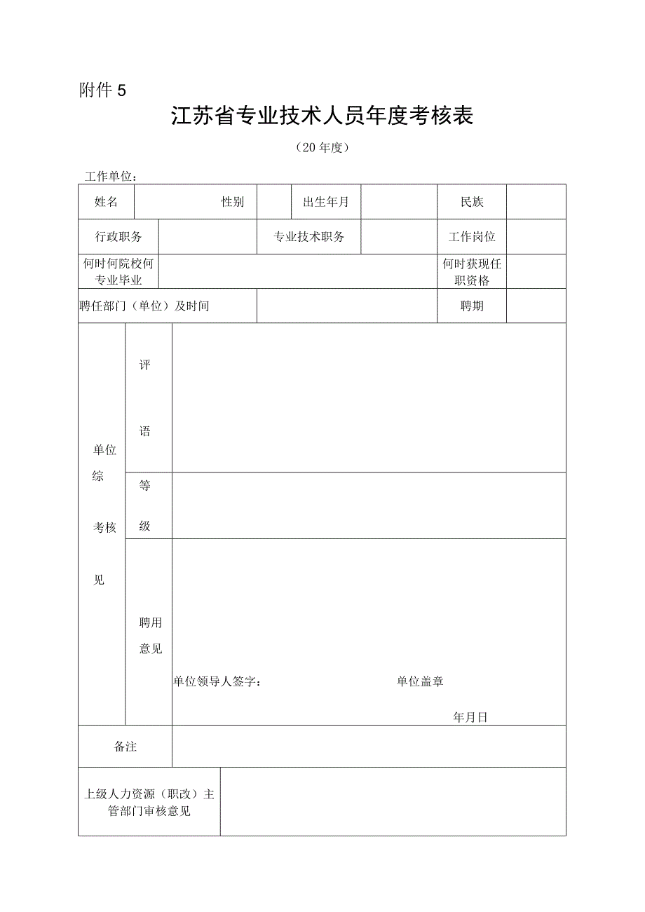 江苏省专业技术人员年度考核表.docx_第1页