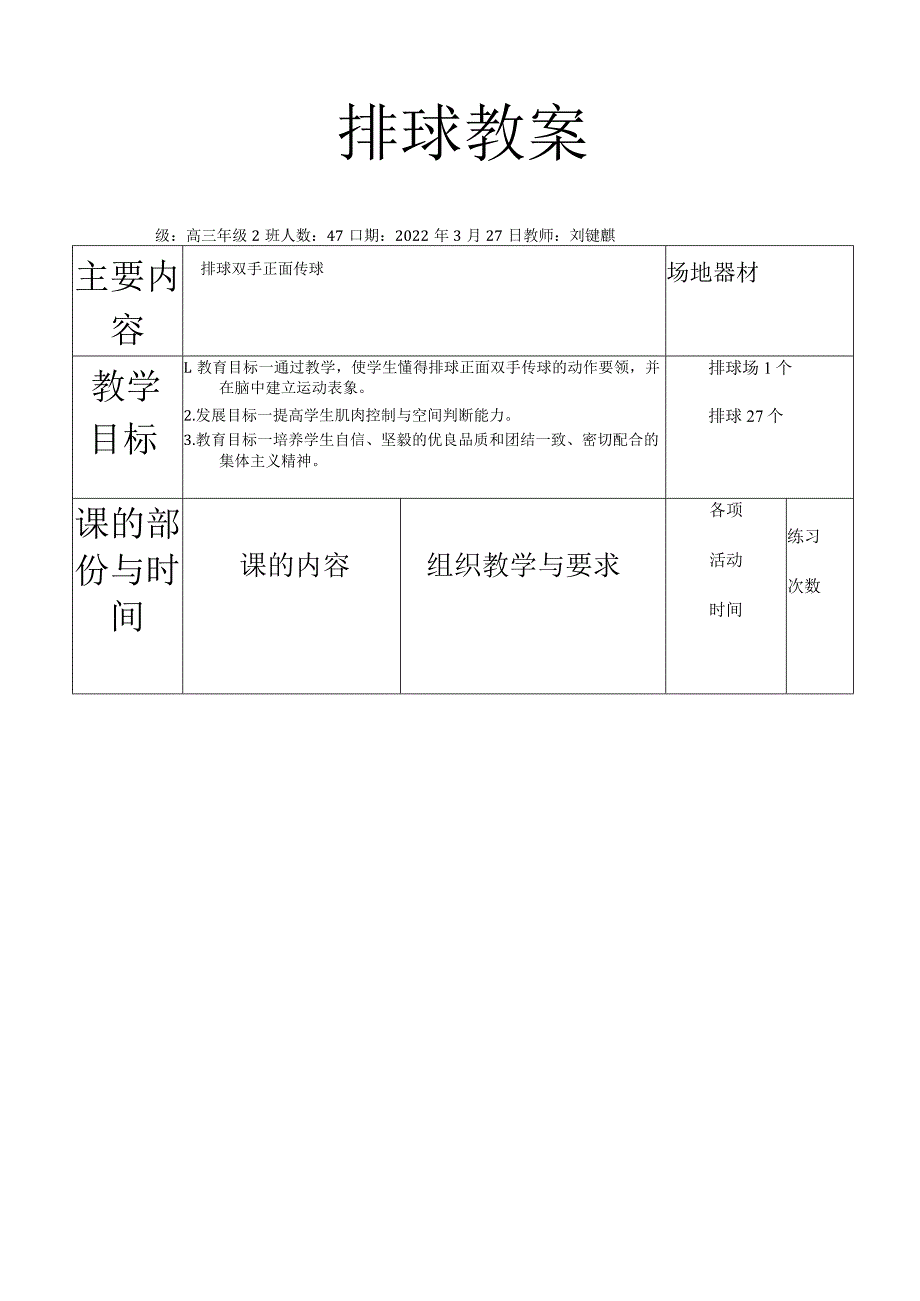 排球课 教案.docx_第1页