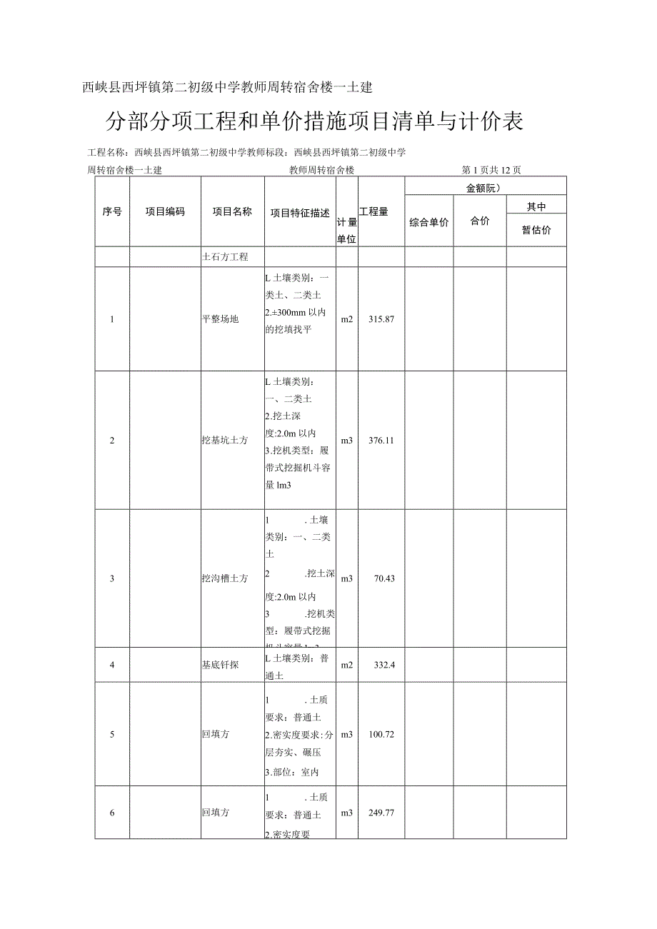 采购项目内容及要求西峡县西坪镇第二初级中学教师周转宿舍楼工程量清单编制说明.docx_第3页