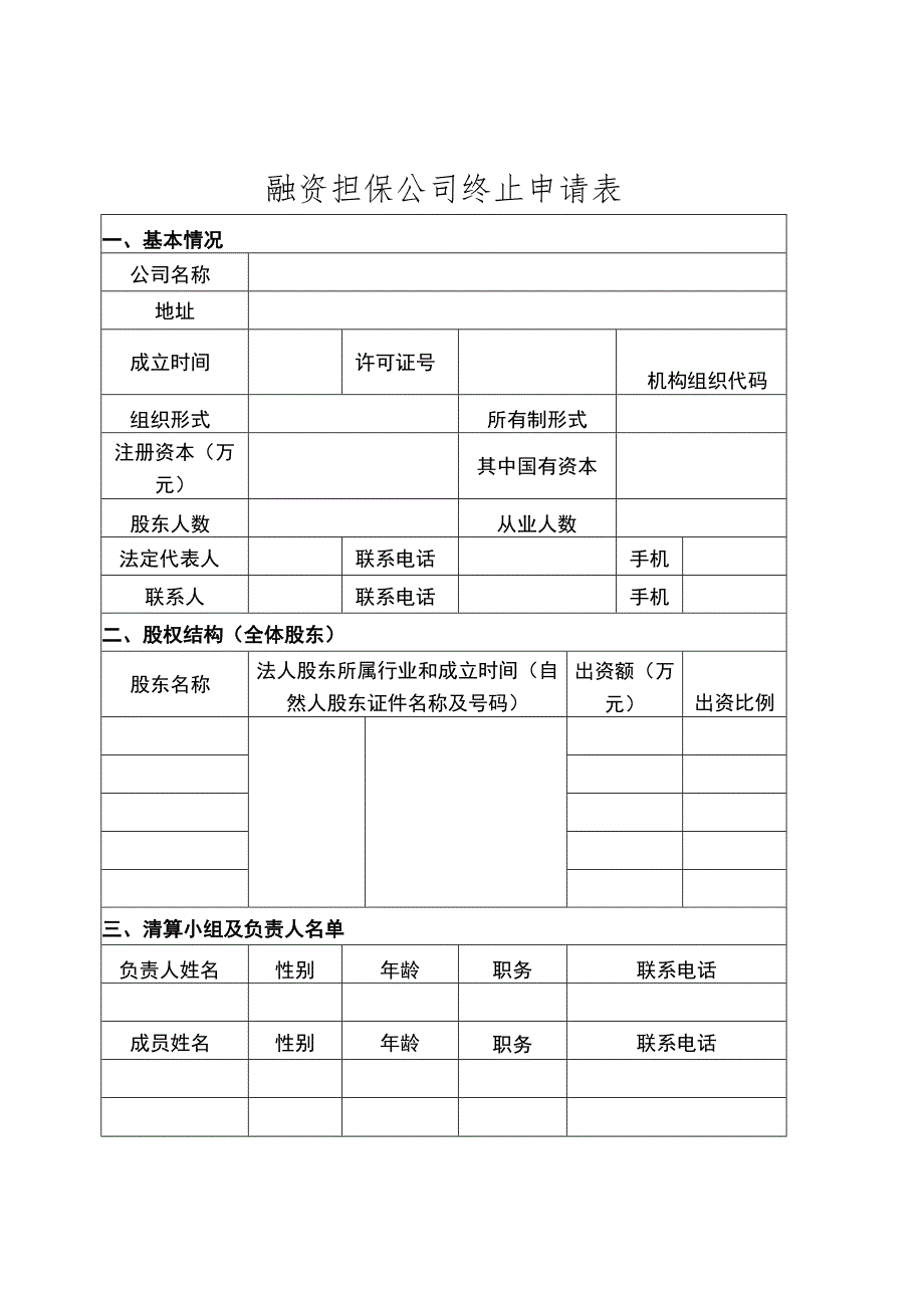 融资担保公司终止申请表.docx_第1页