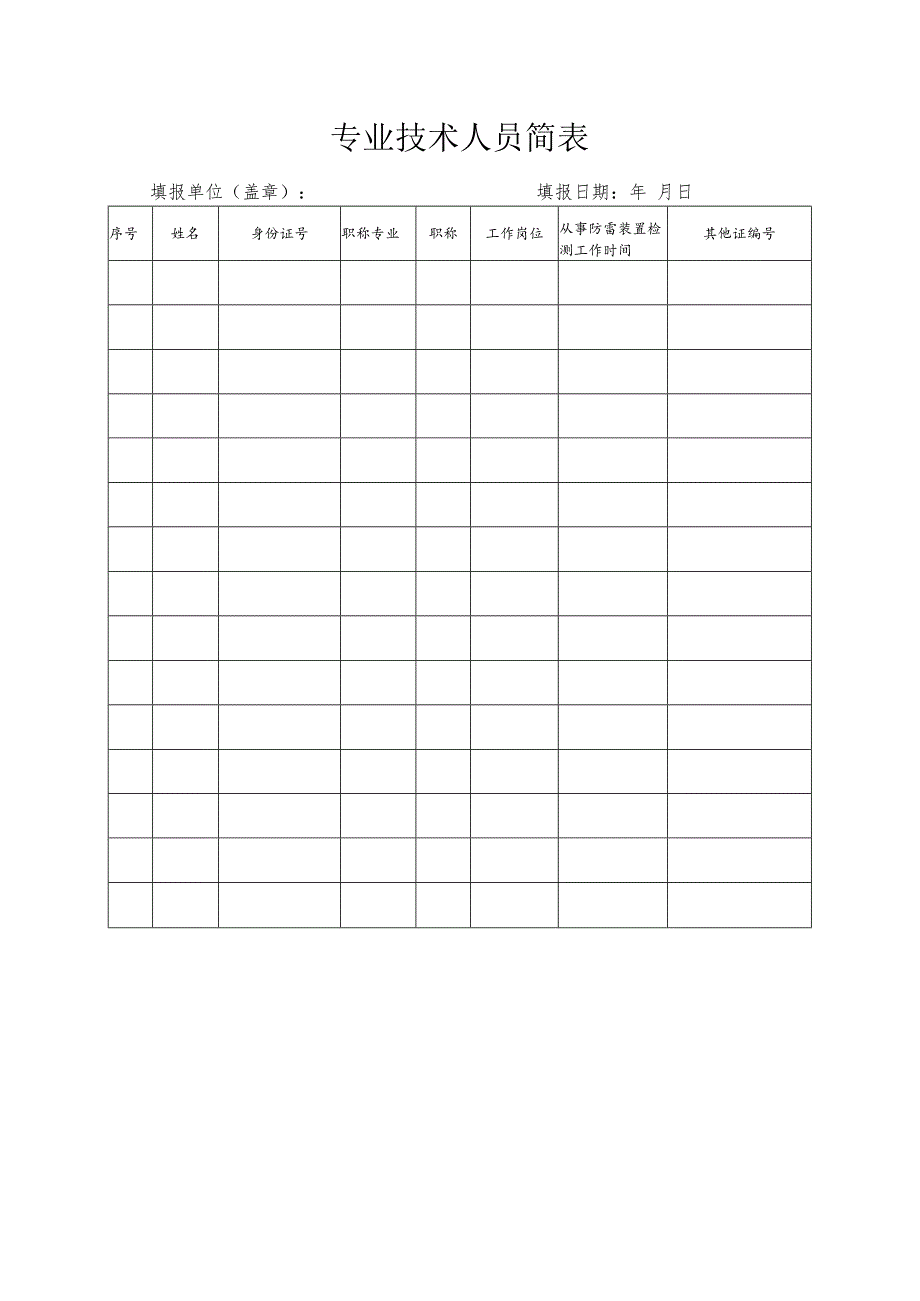 防雷检测专业技术人员简表.docx_第1页