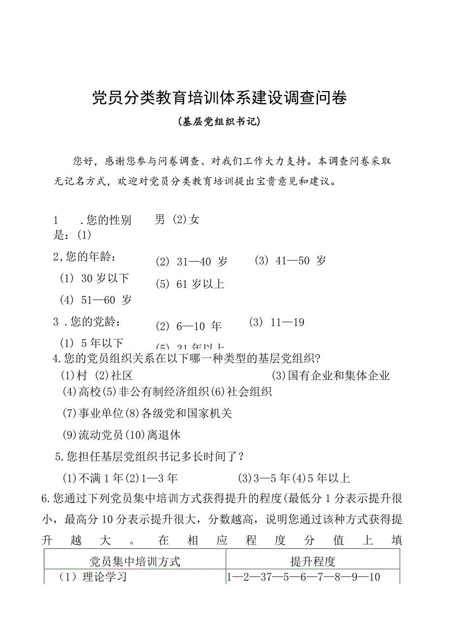 01-（基层党组织书记）党员分类培训需求调研问卷.docx_第1页