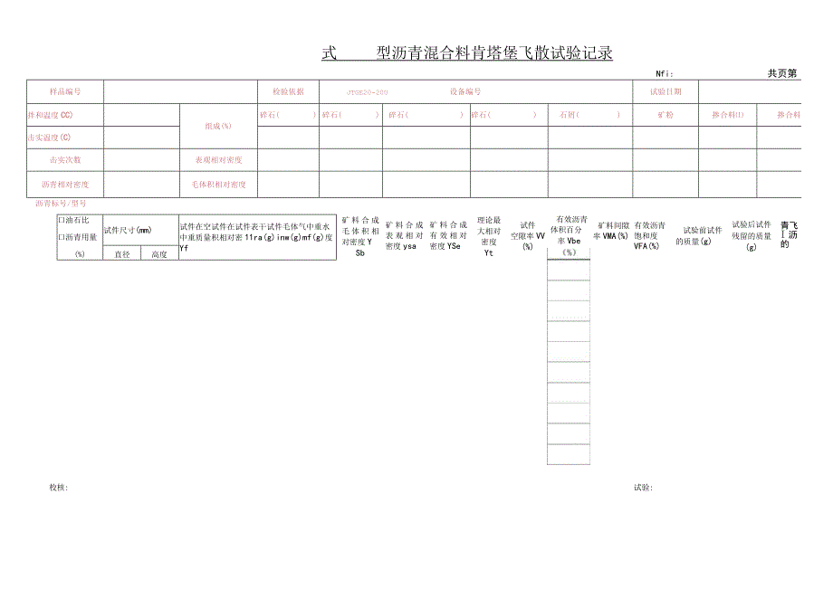 沥青混合料肯塔堡飞散试验记录.docx_第1页