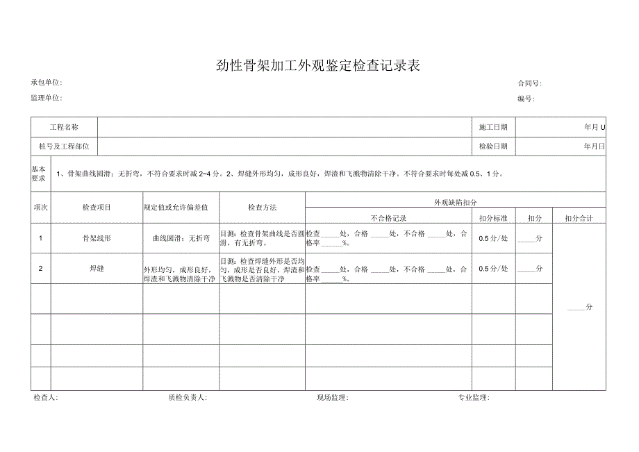 劲性骨架加工外观鉴定检查记录表.docx_第1页