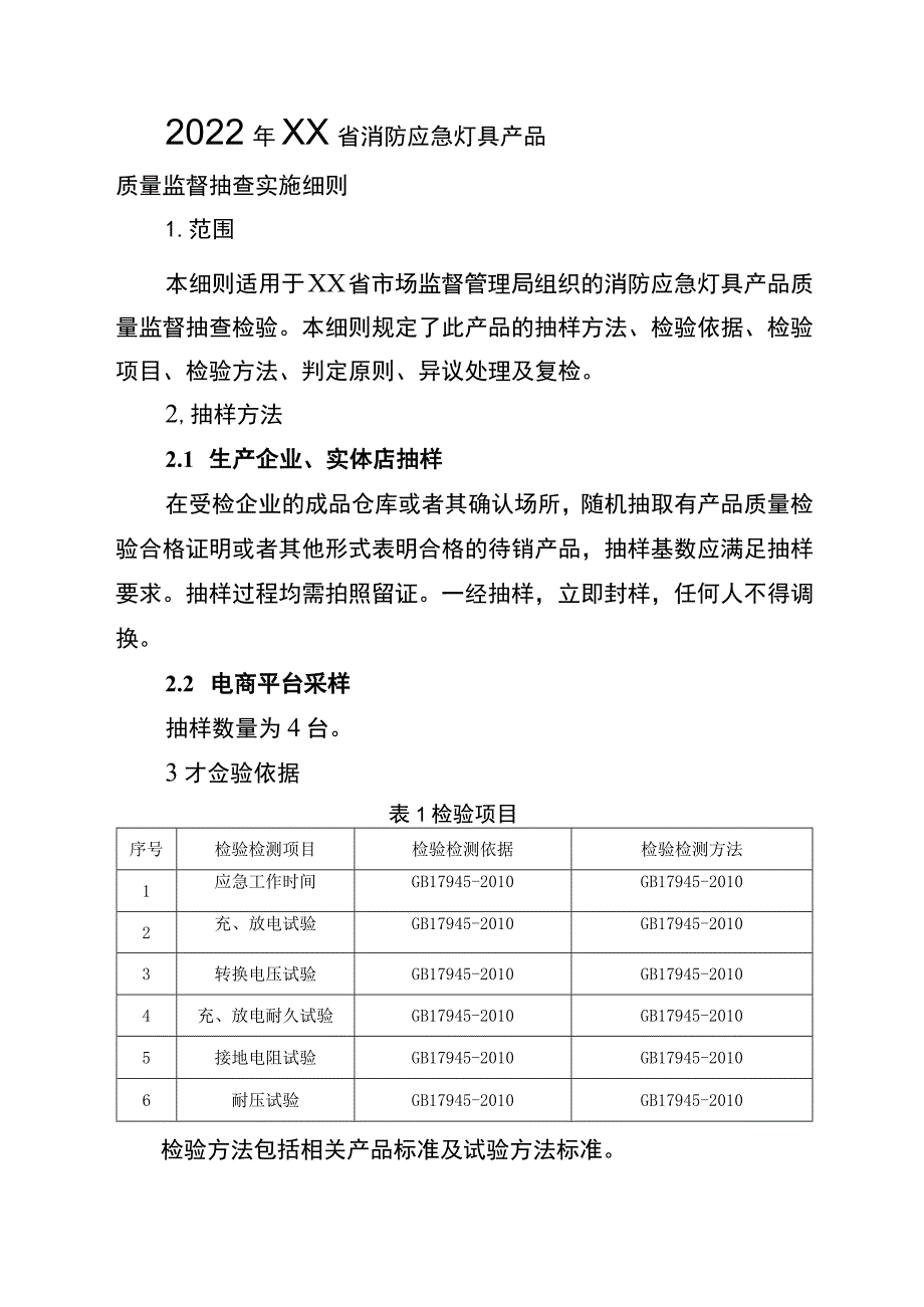 2022年工业品省级监督抽查实施细则（消防应急灯具）.docx_第1页