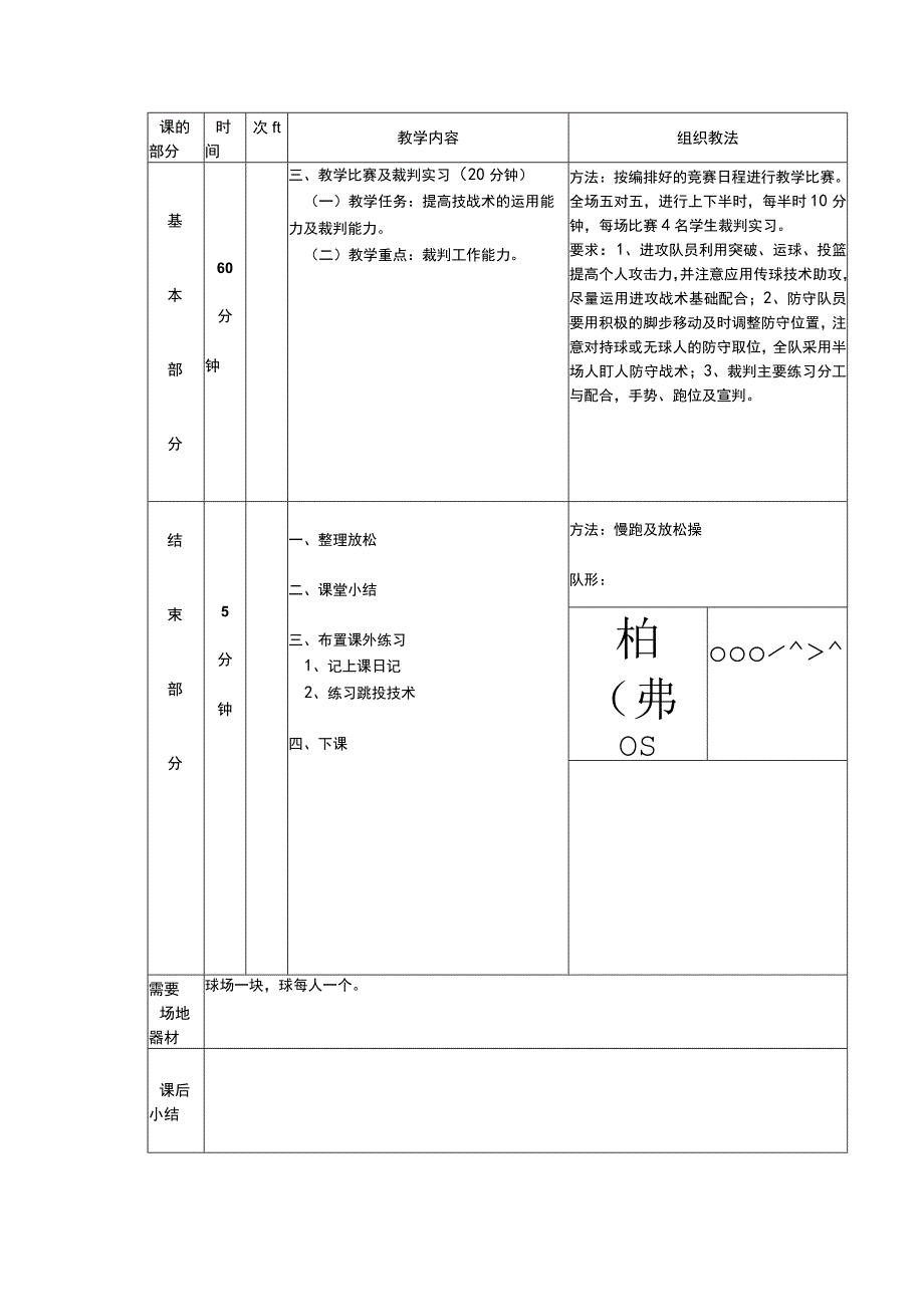 初中篮球第22次课学习快攻结束二攻一及三攻二的配合方法教案设计.docx_第3页