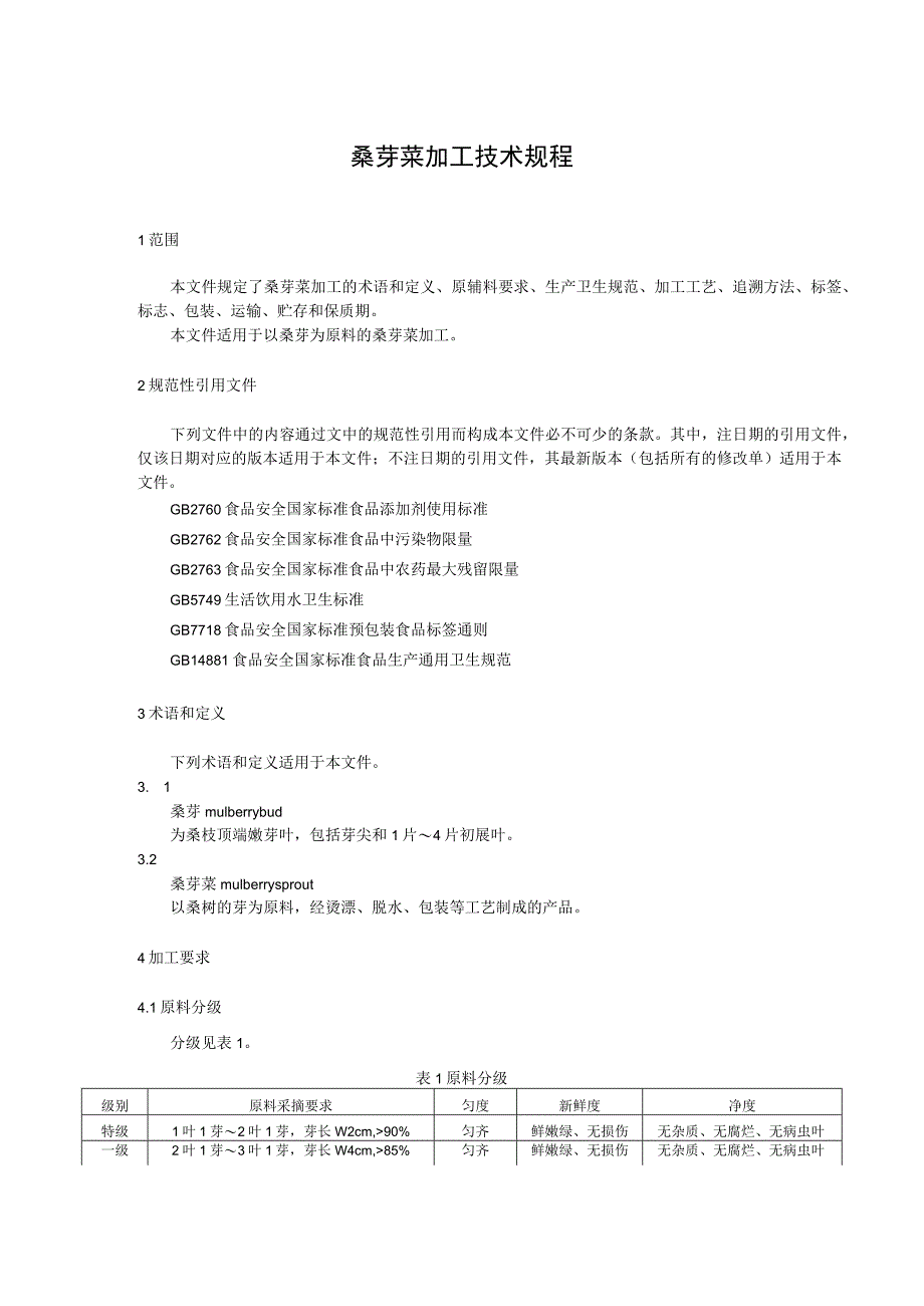 桑芽菜加工技术规程.docx_第1页