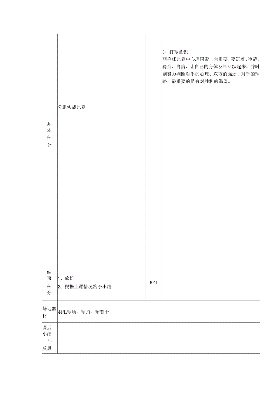 大学体育羽毛球高级班实战模拟教案.docx_第2页