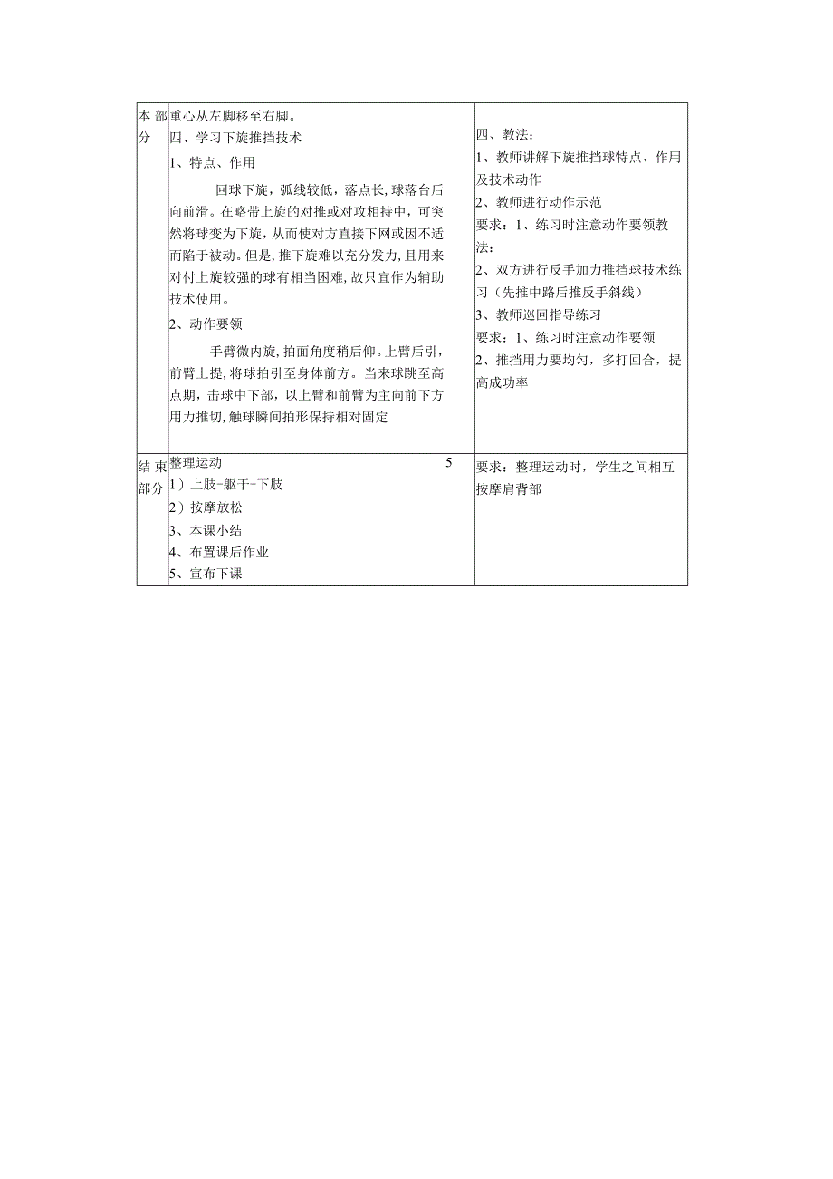 小学乒乓球第五课时下旋推挡技术教案.docx_第2页