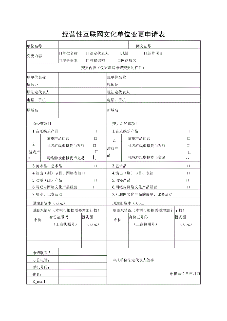 设立经营性互联网文化单位申请表经营性互联网文化单位变更申请表.docx_第2页