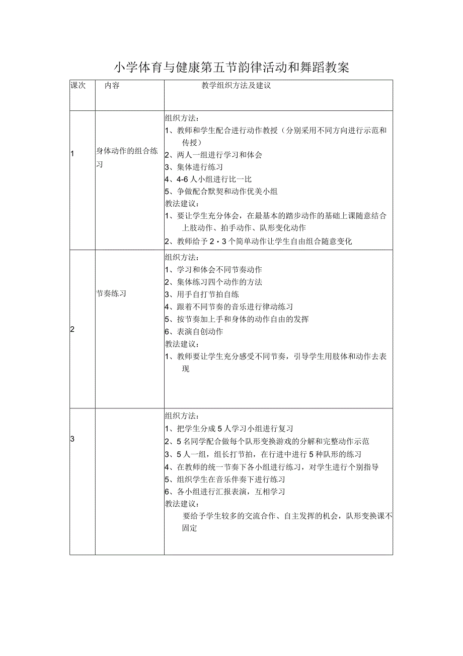 小学体育与健康第五节韵律活动和舞蹈教案.docx_第1页