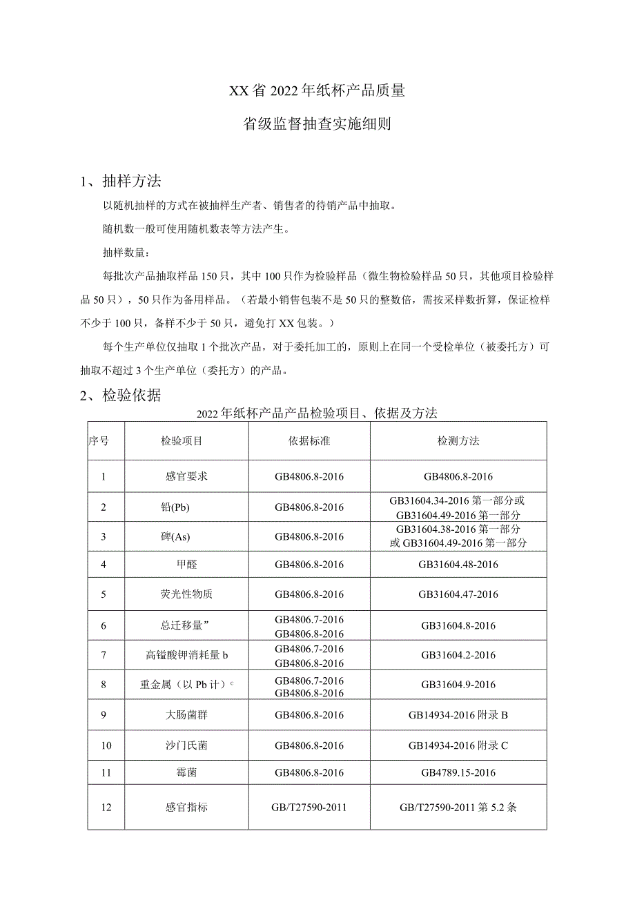 2022年纸杯产品质量省级监督抽查实施细则.docx_第1页